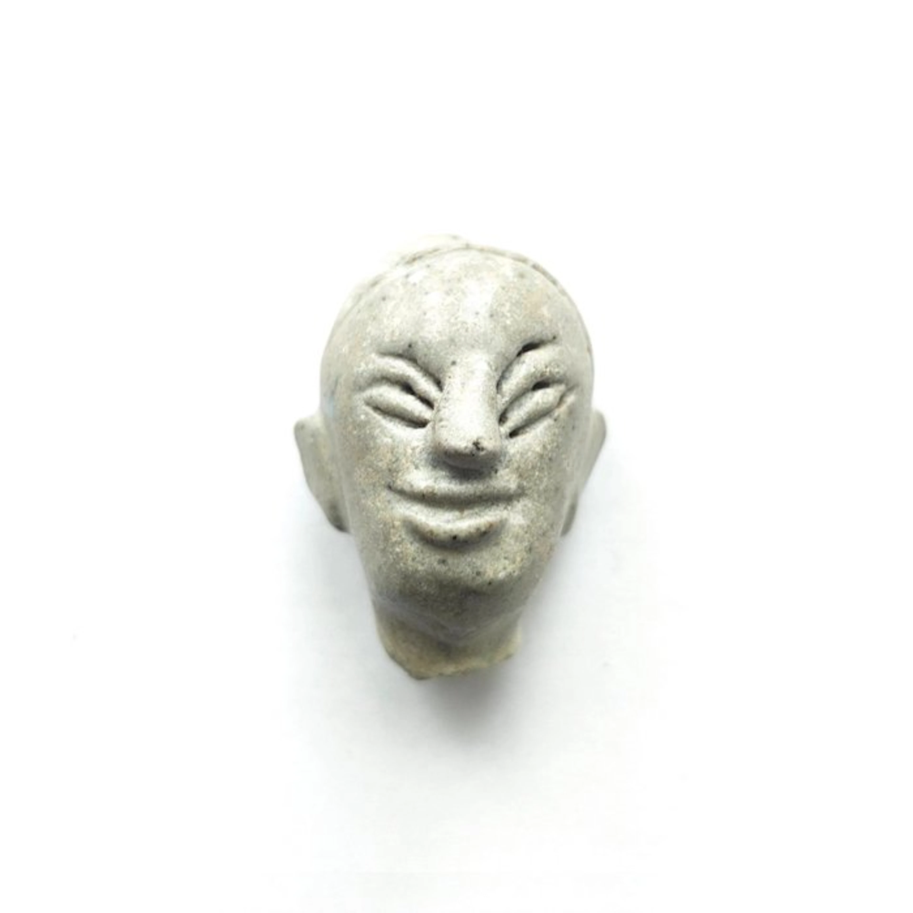 Early Ayutthaya Glazed Ceramic Deity Statuette Head...