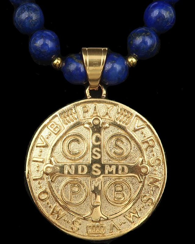 Lapis lazuli - Exorcism Necklace – Saint Benedict Medal –...