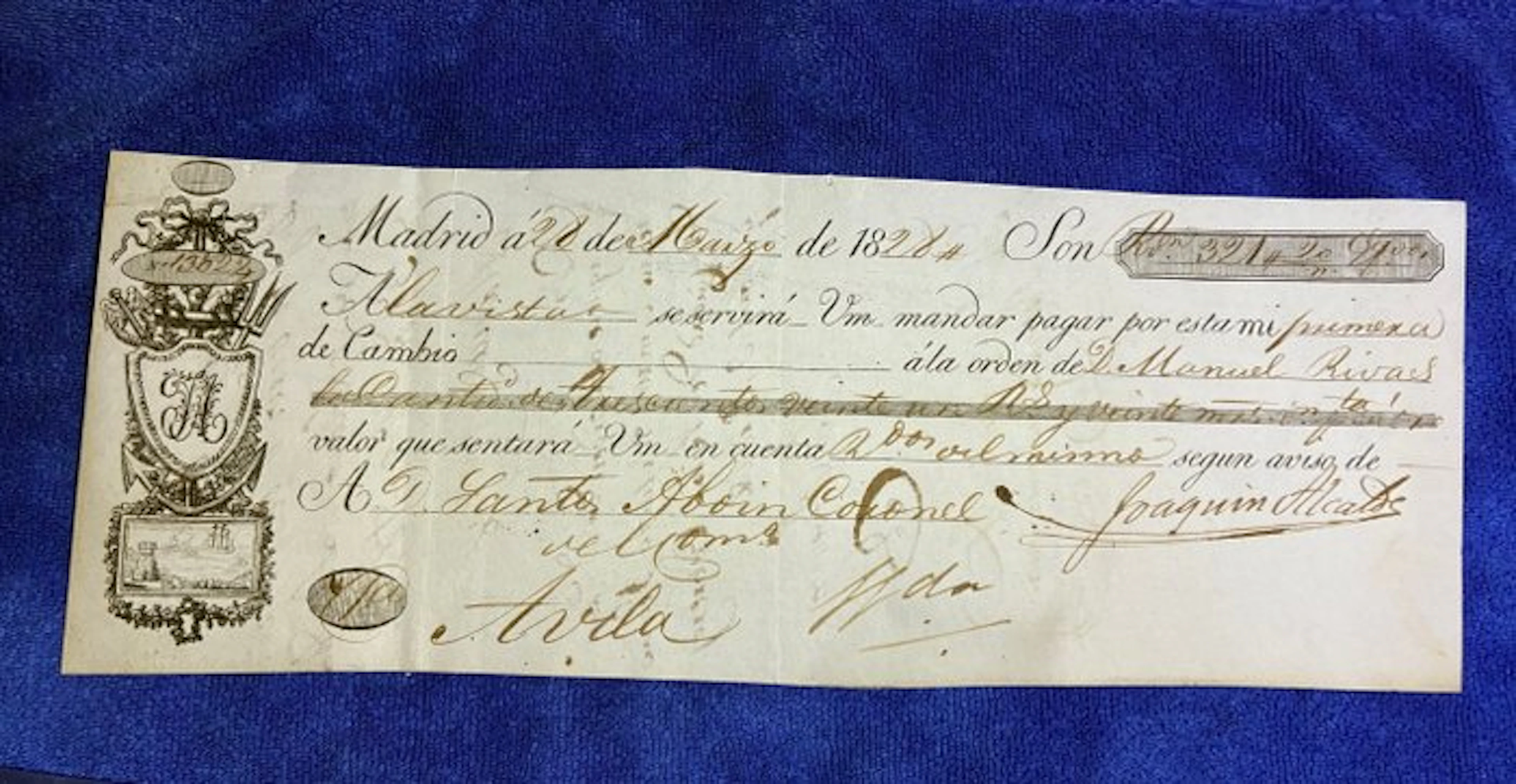 Spain. 1 Lettera di cambio 1828 1828