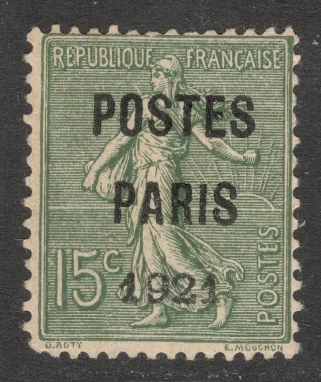 France 1921 - Pre-obliterated 15c Olive Mint** - No...