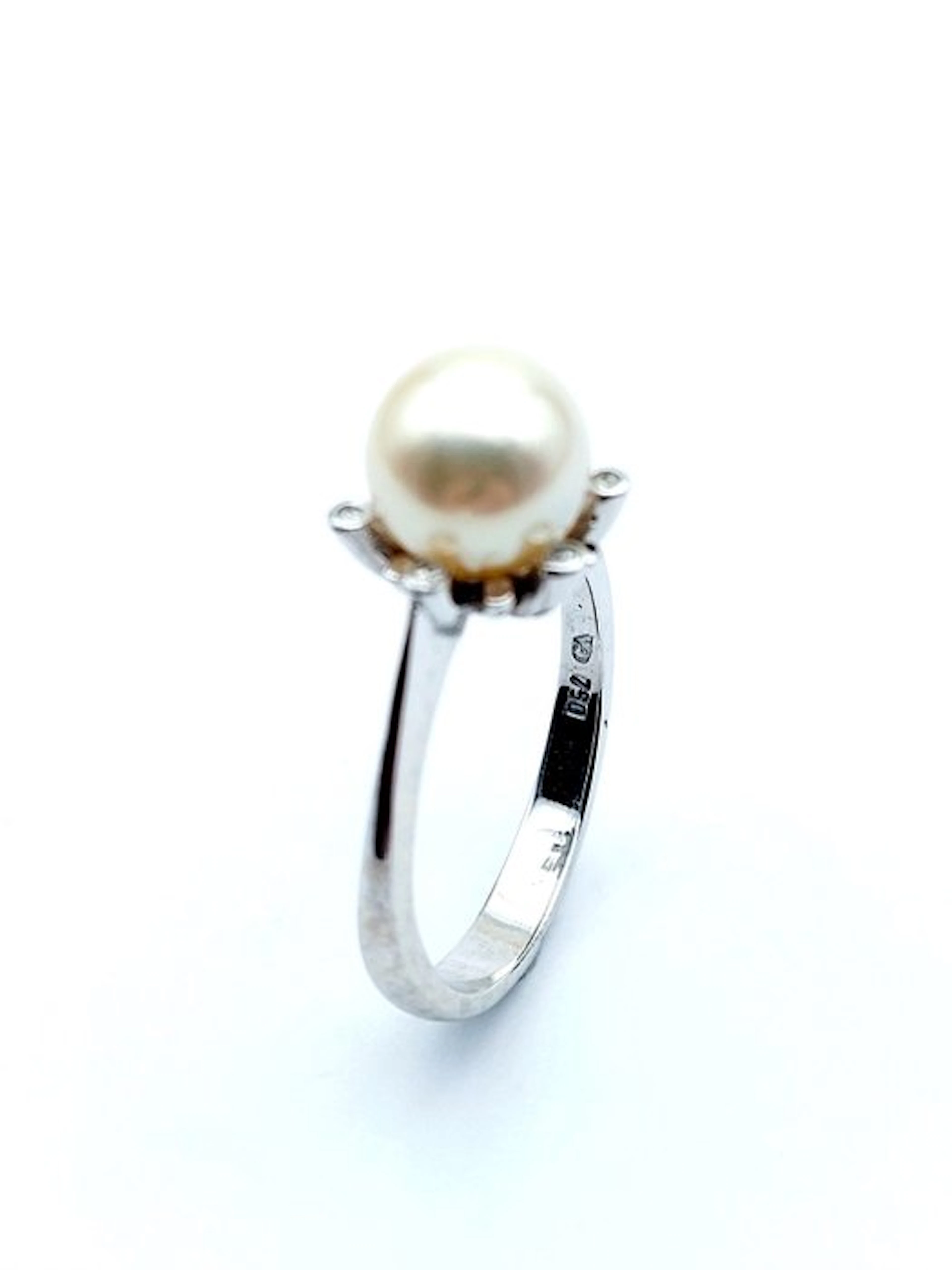 Ring - 18 kt. White gold Pearl - Diamond