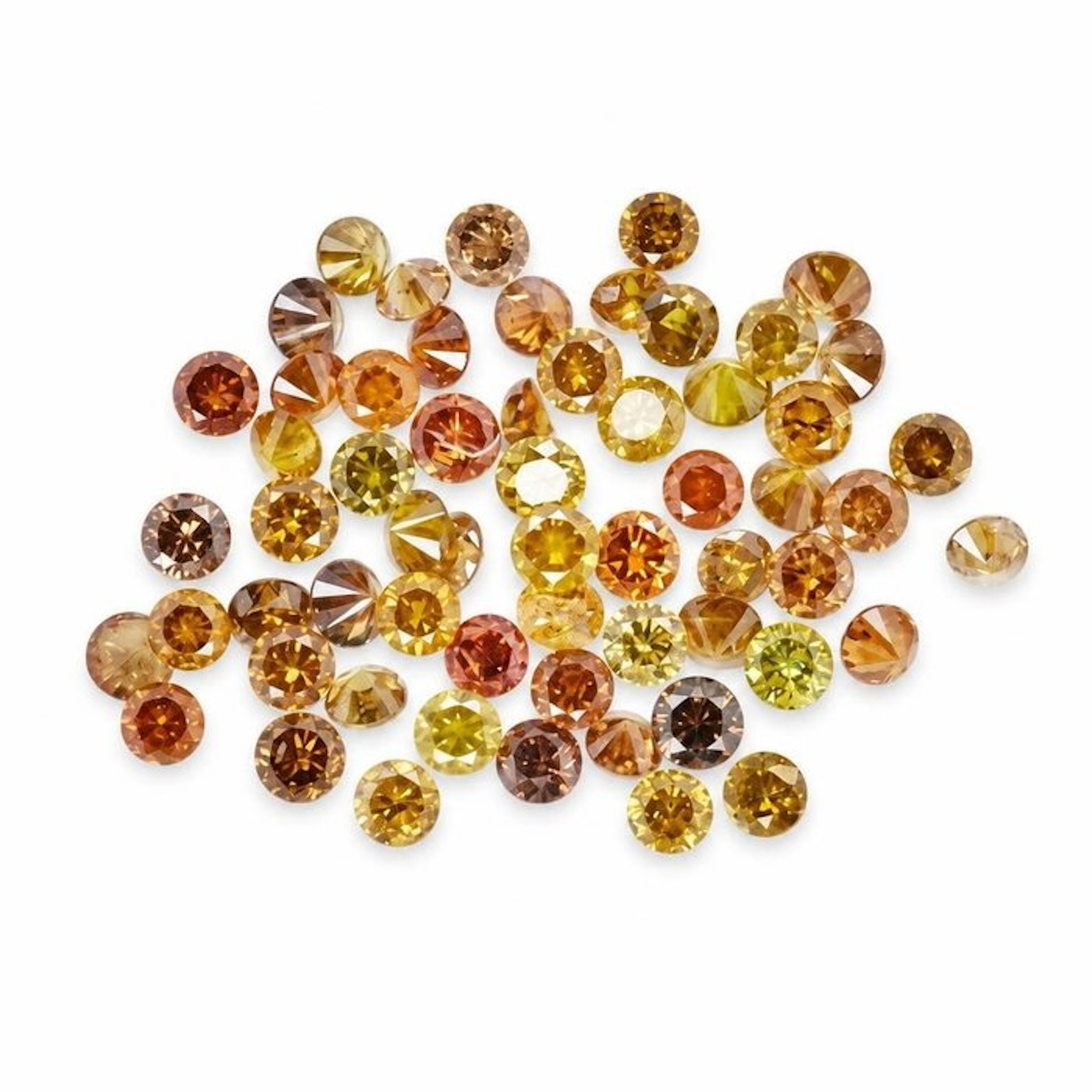 No reserve price - 60 pcs Diamond (Natural coloured) - 0.98 ct - Round - Fancy