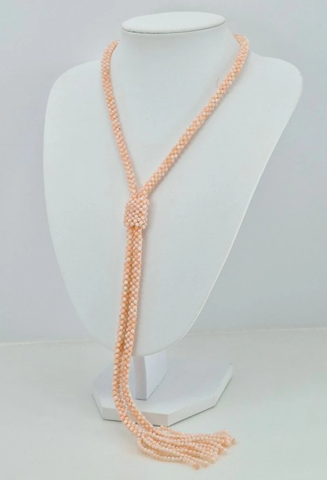 Coral - PINK CORAL - Necklace - Pink coral woven fabric