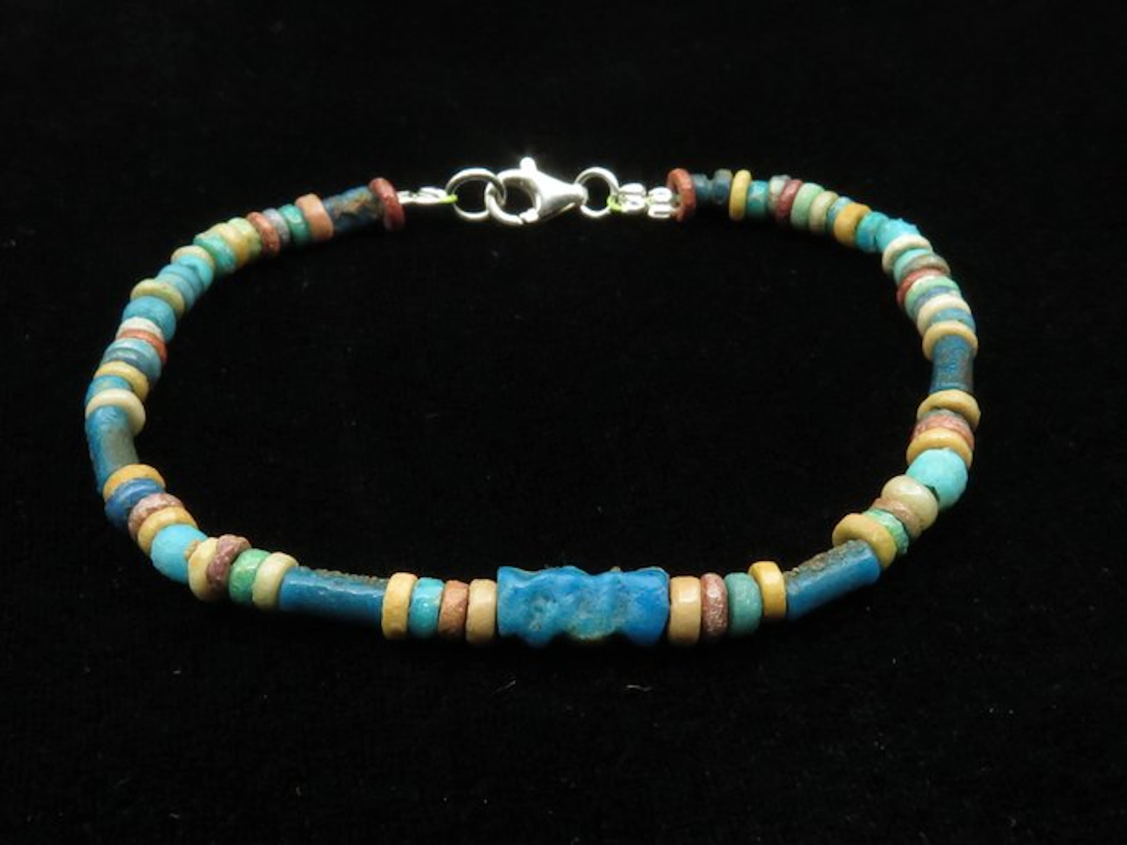 Ancient Egyptian Bracelet made of Faience Mummy beads - 17 cm (No