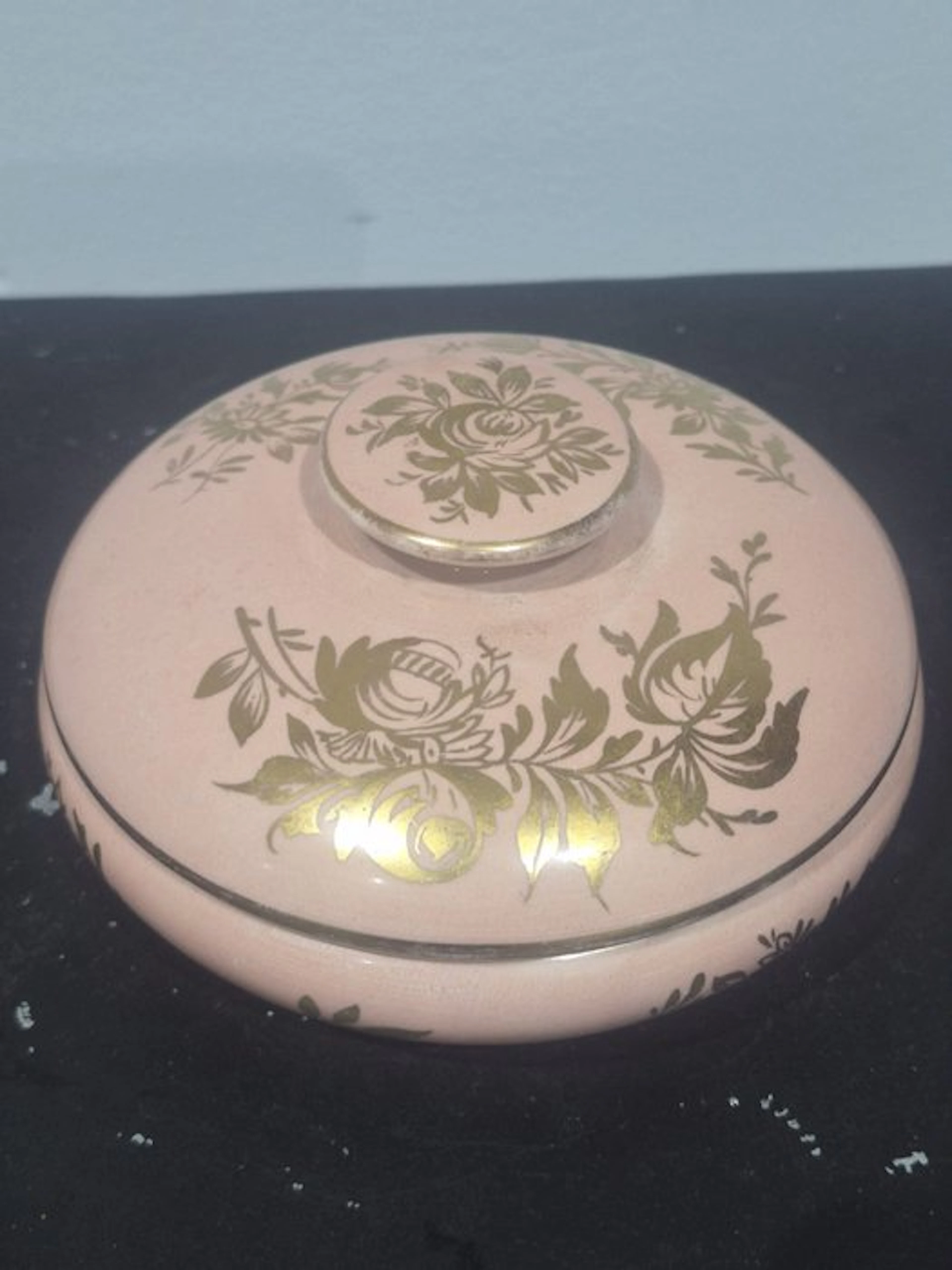 Bonbonnière francesa de vidrio opalino rosa – Decoración...