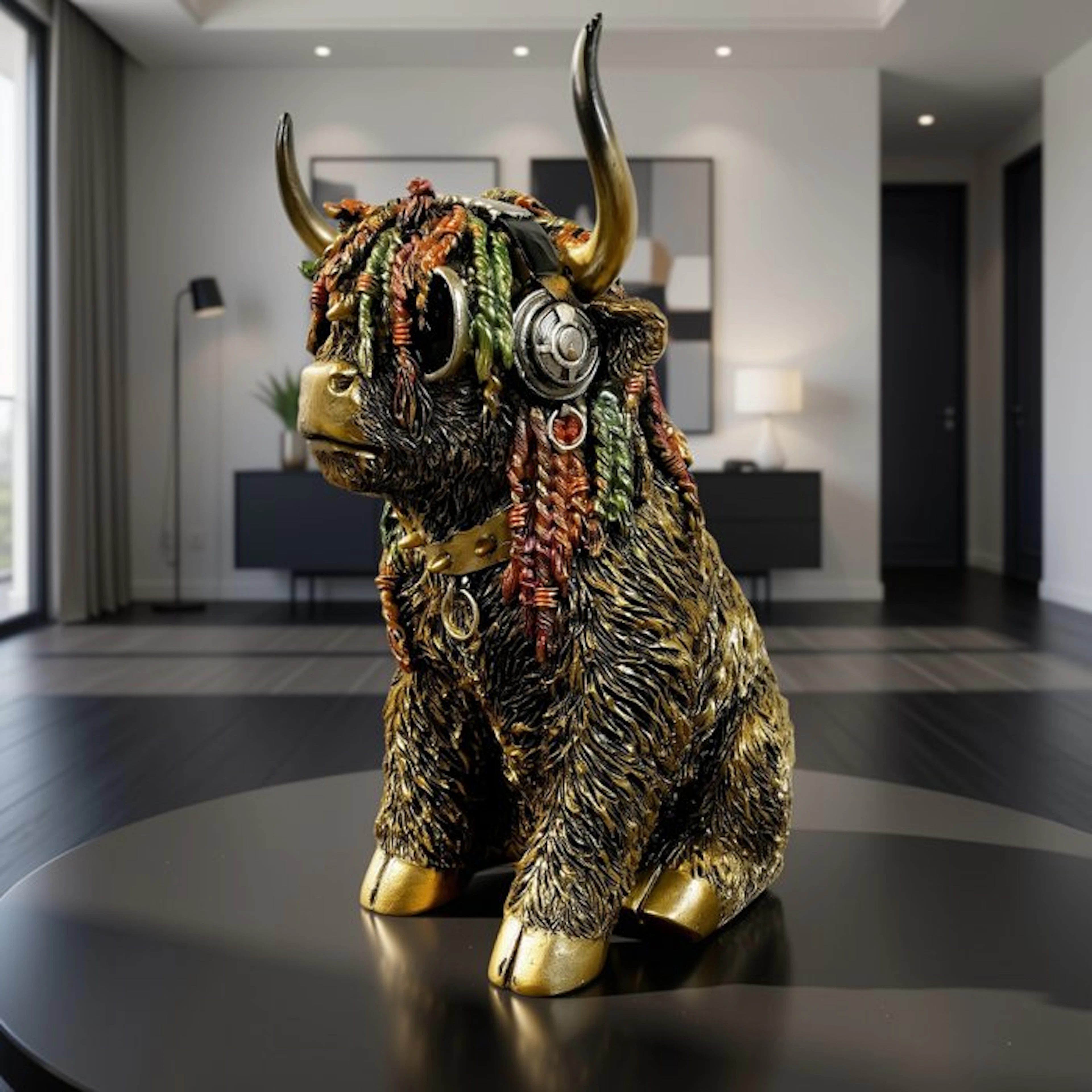 Sculpture, Rasta Bull - 29 cm - Polystone - Resin