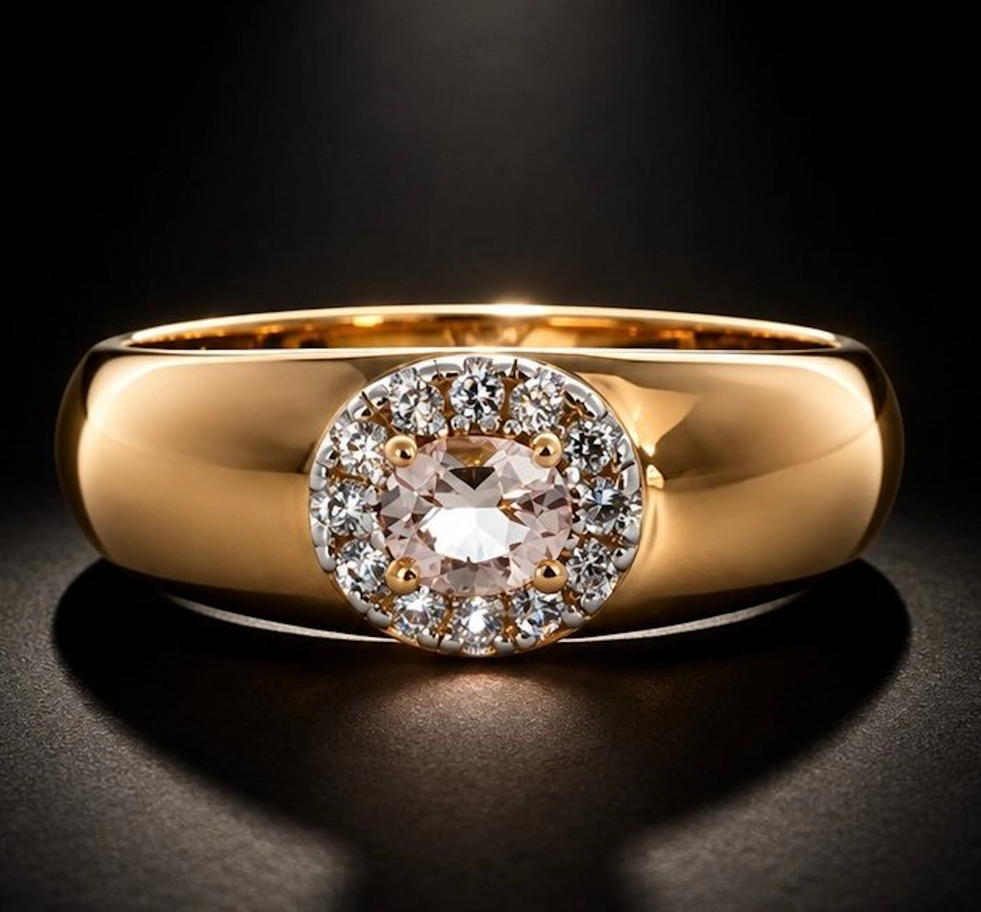 No reserve price - Ring 925 silver rose-gold plated, Morganite, Zircon
