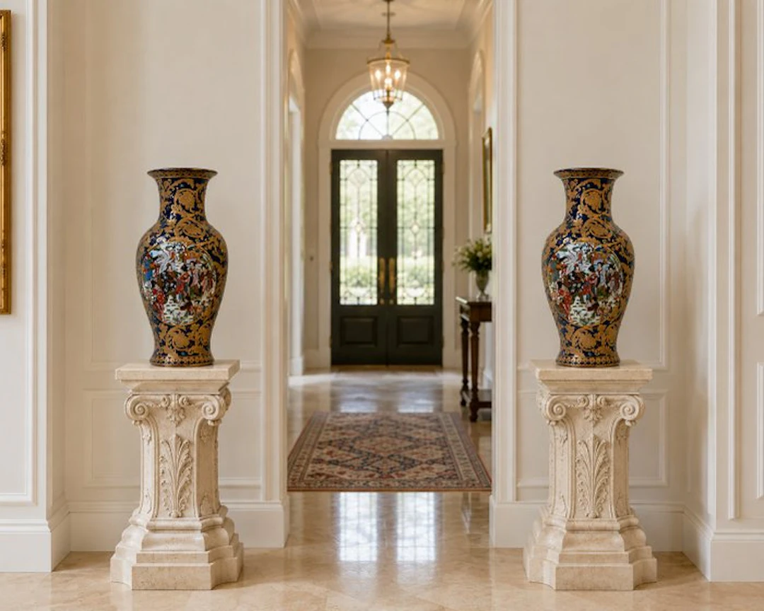 Vase (2) - Porcelain - Two round vases