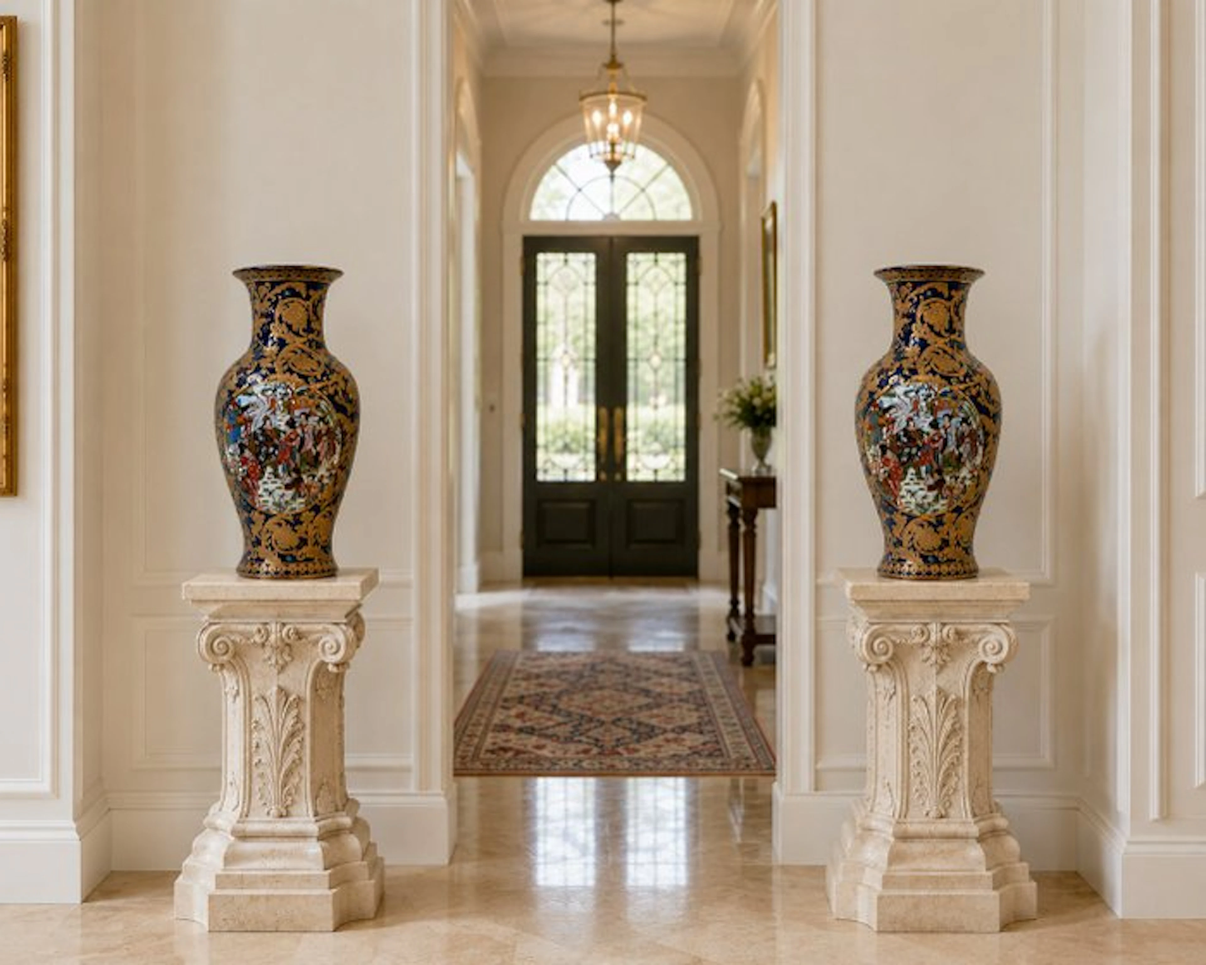 Vase (2) - Porcelain - Two round vases