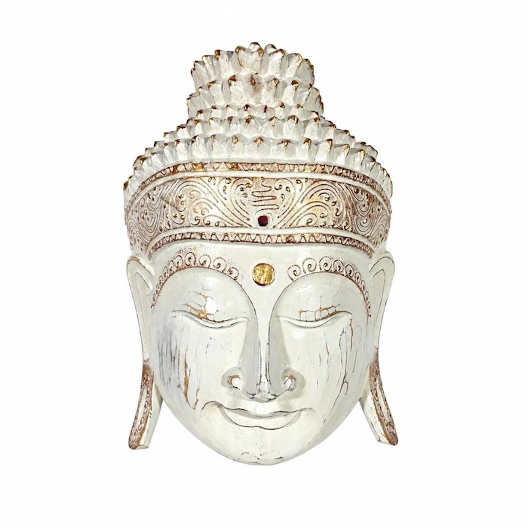 Wall decoration - Serenity Wooden Buddha Mask – Hand...