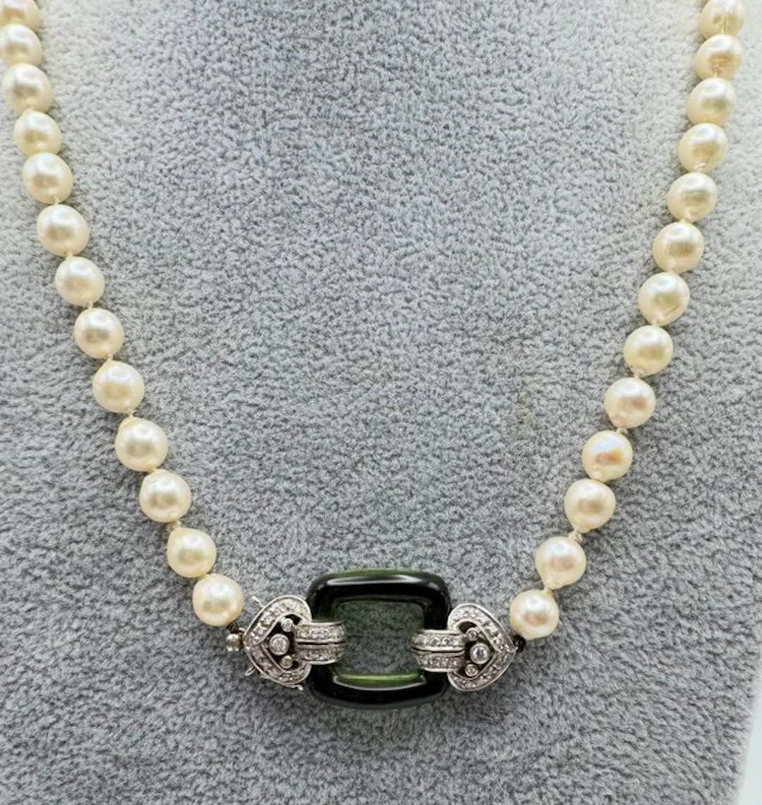 Chain - 18 kt. White gold Pearl - Diamond - Diamond, pearls