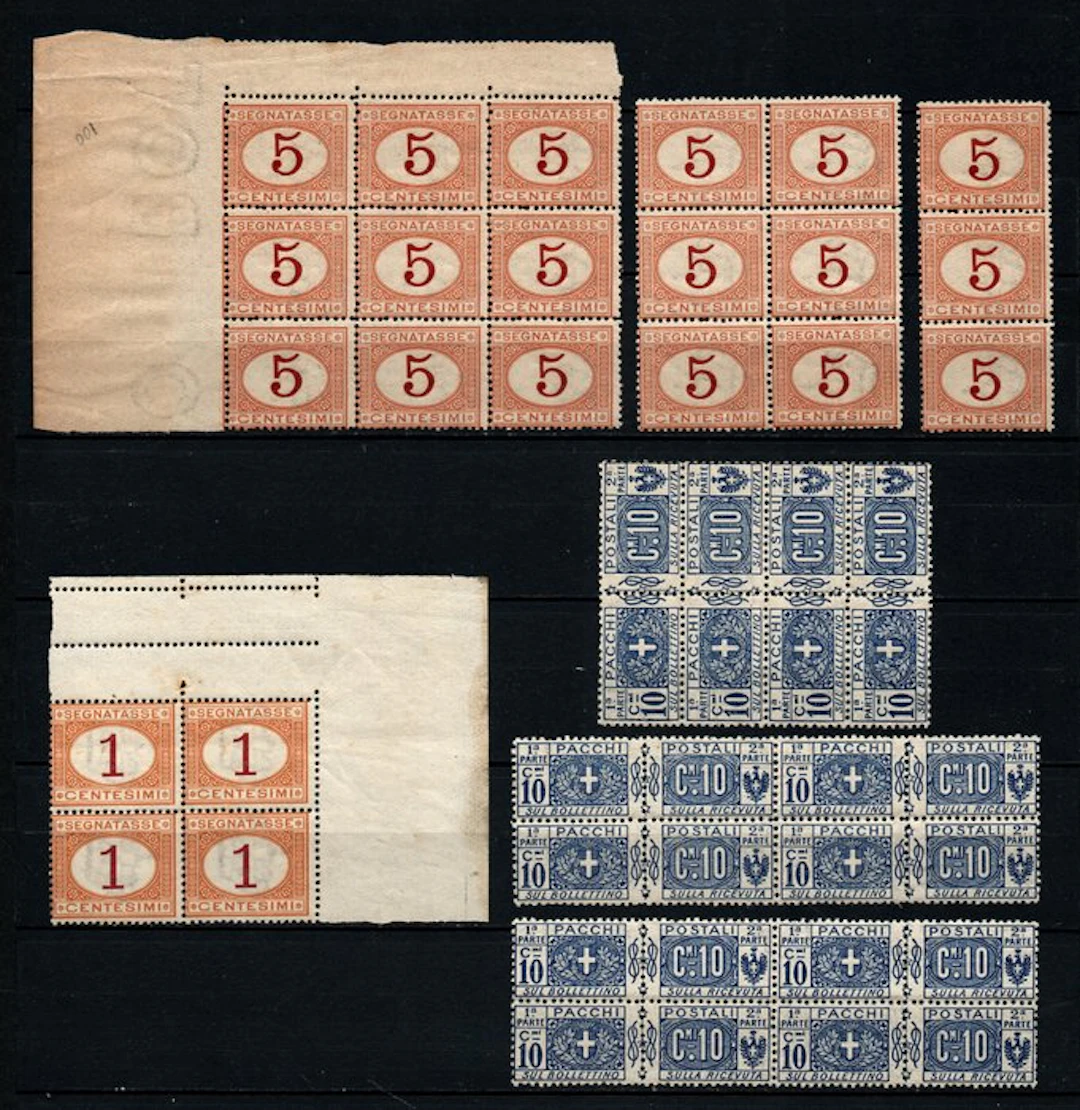 Italy Kingdom - Blocks and quartines of taxed stamps and...