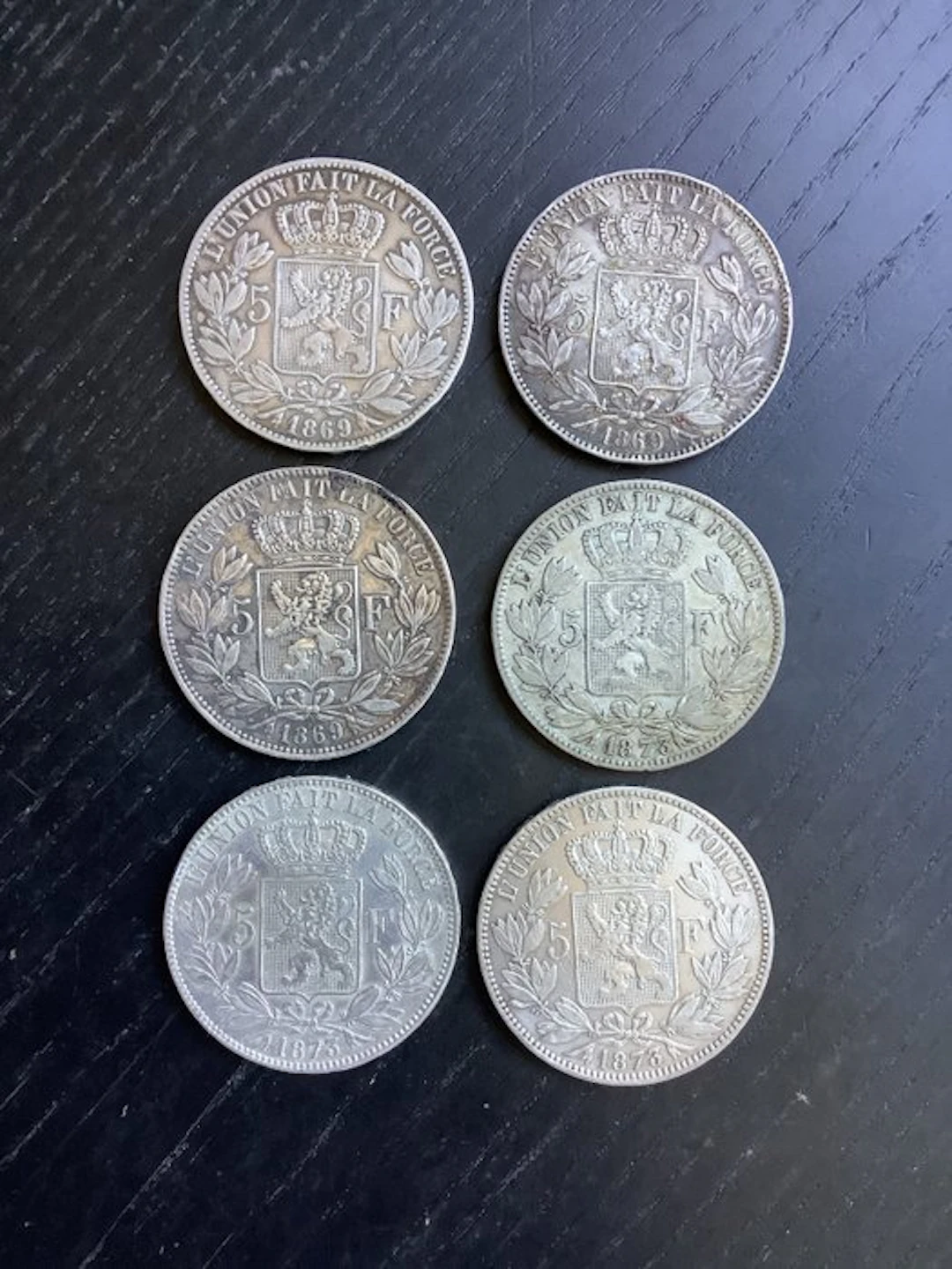 Belgium. 5 Francs 1869-1873 (No reserve price)
