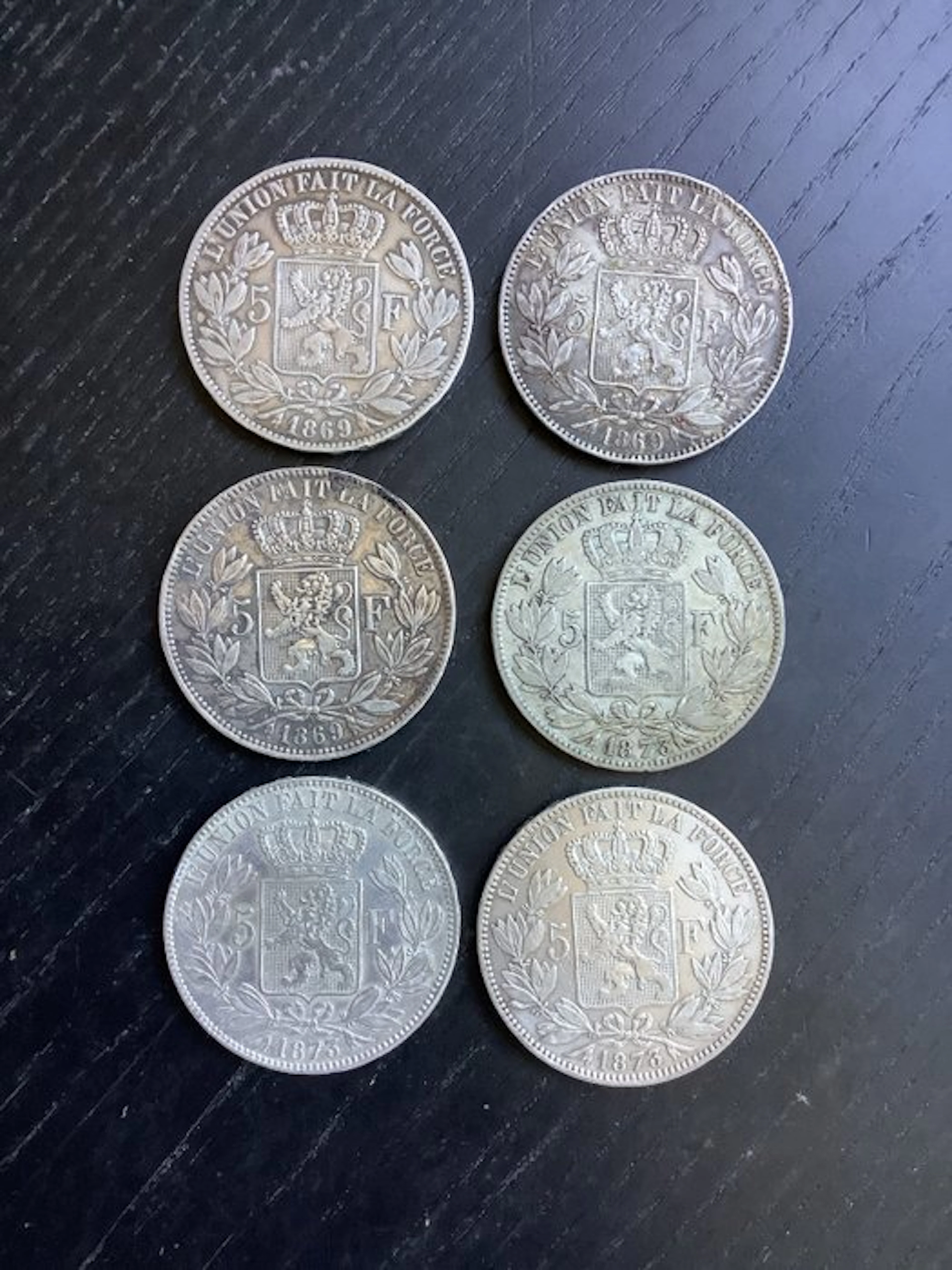 Belgium. 5 Francs 1869-1873 (No reserve price)