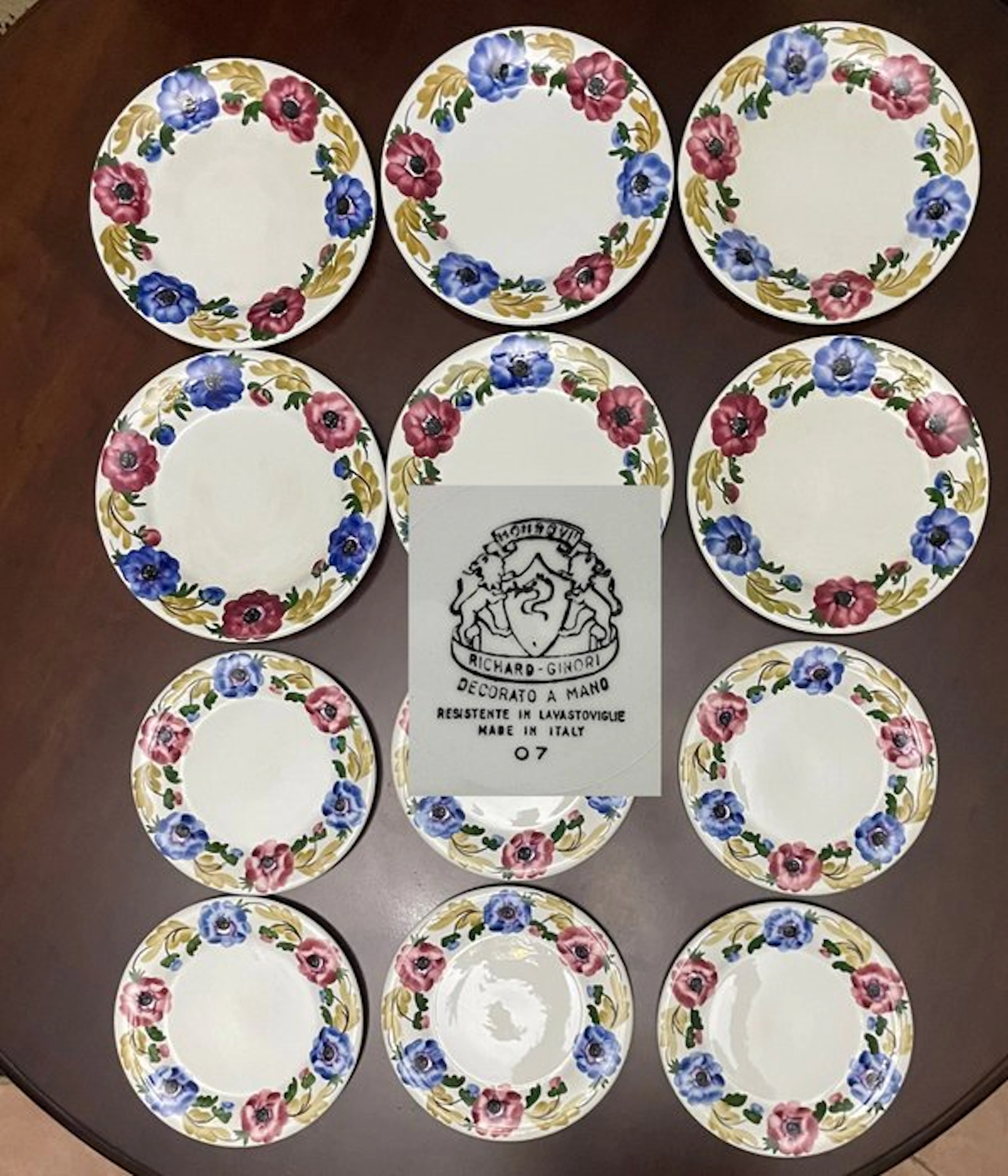 Richard Ginori - Cesare Lacca - Paola - Anemoni - Ottimi - Dish (12) - Pottery