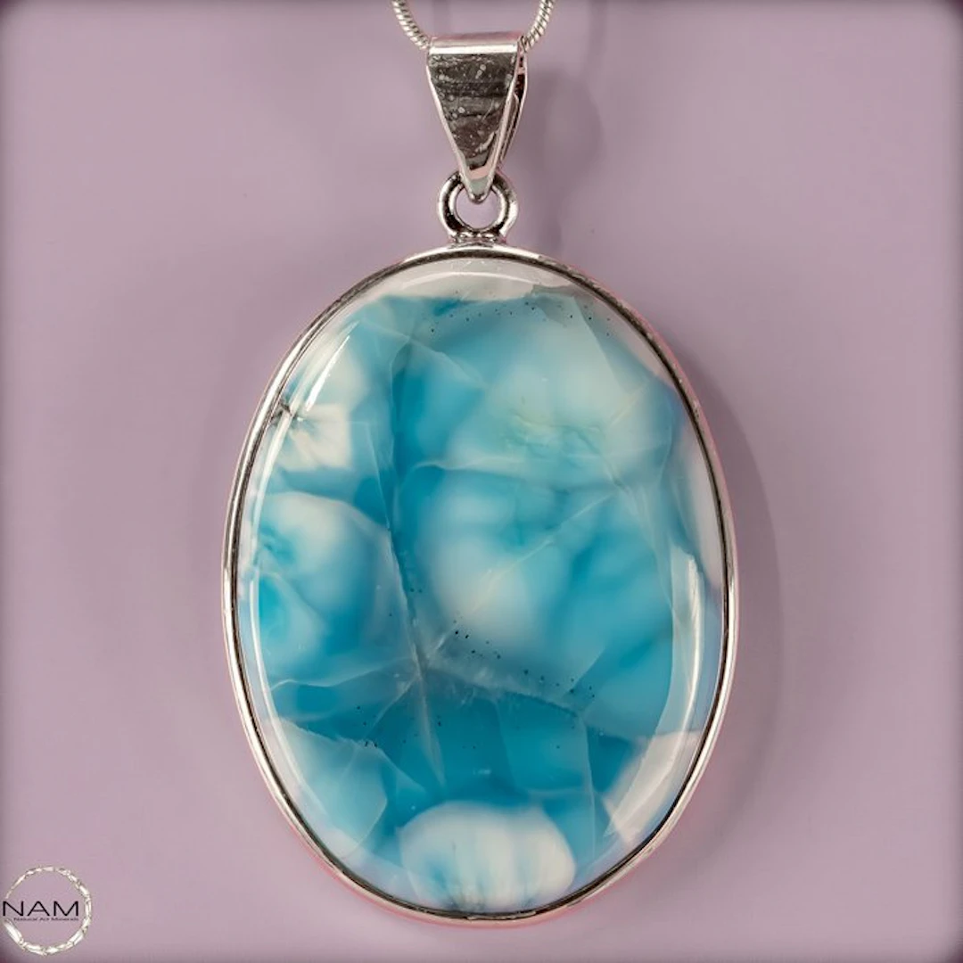 Exclusive Larimar pendant made of 925 sterling silver