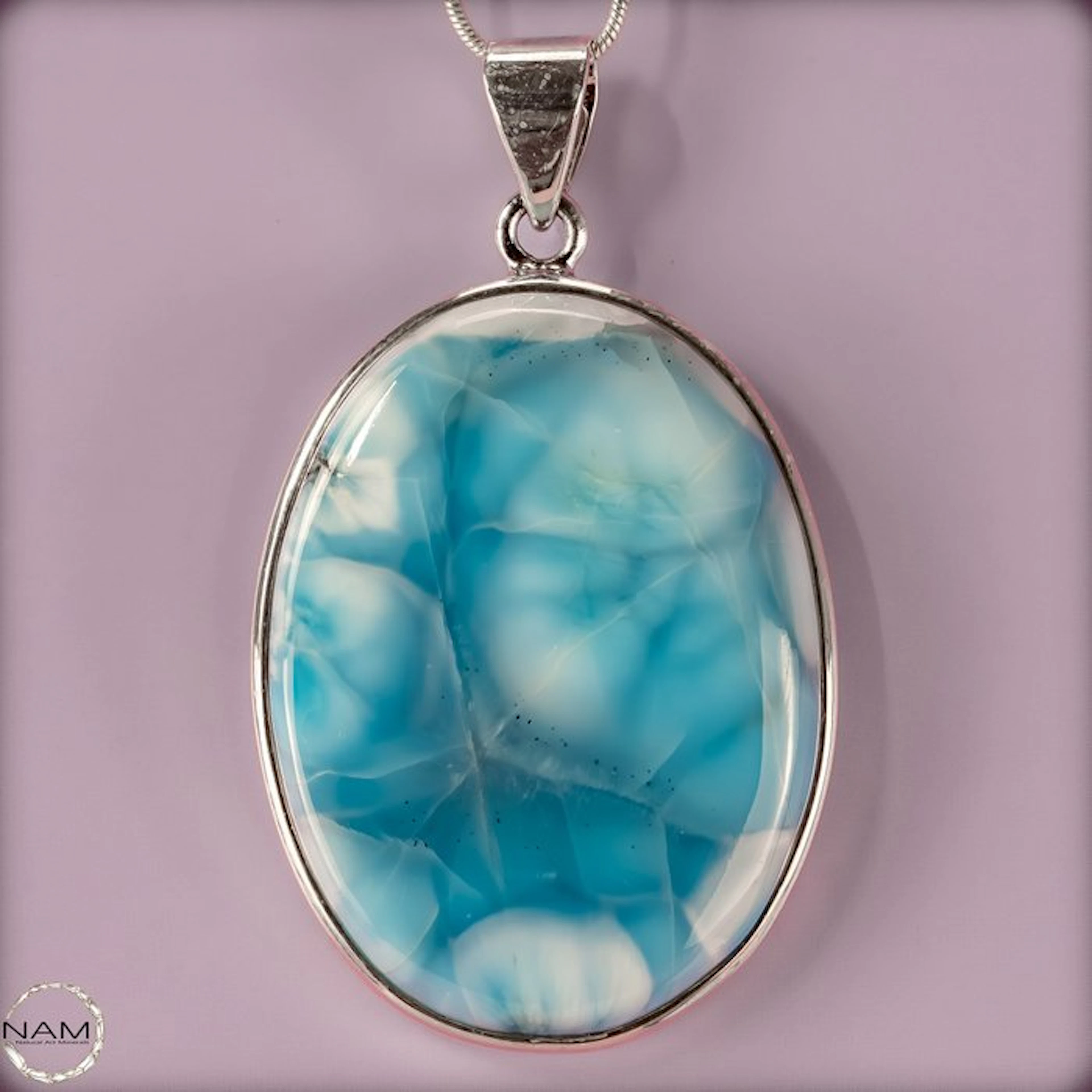 Exclusive Larimar pendant made of 925 sterling silver
