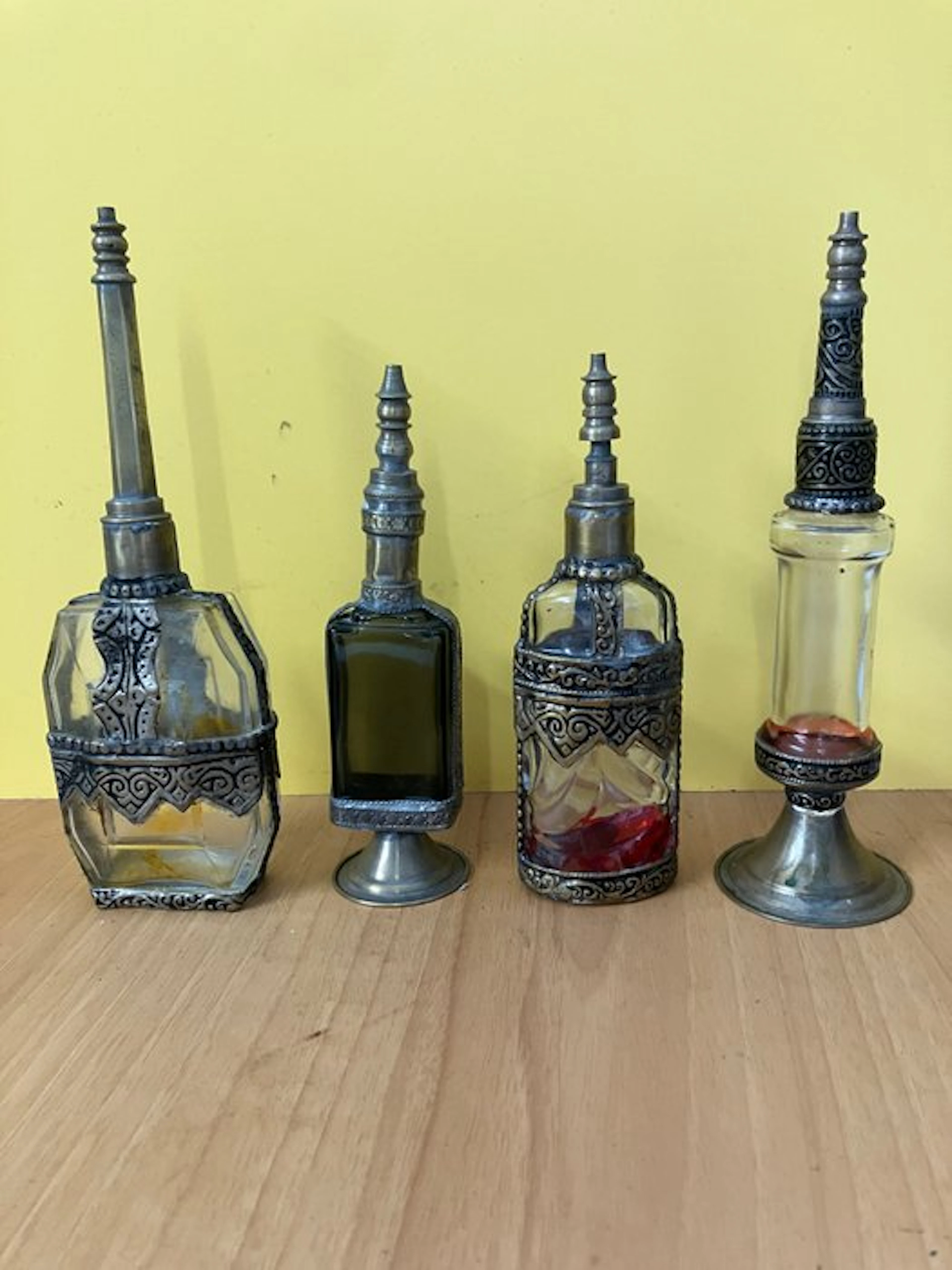 Four vintage perfume bottles - Glass - Morocco - mid 20th century