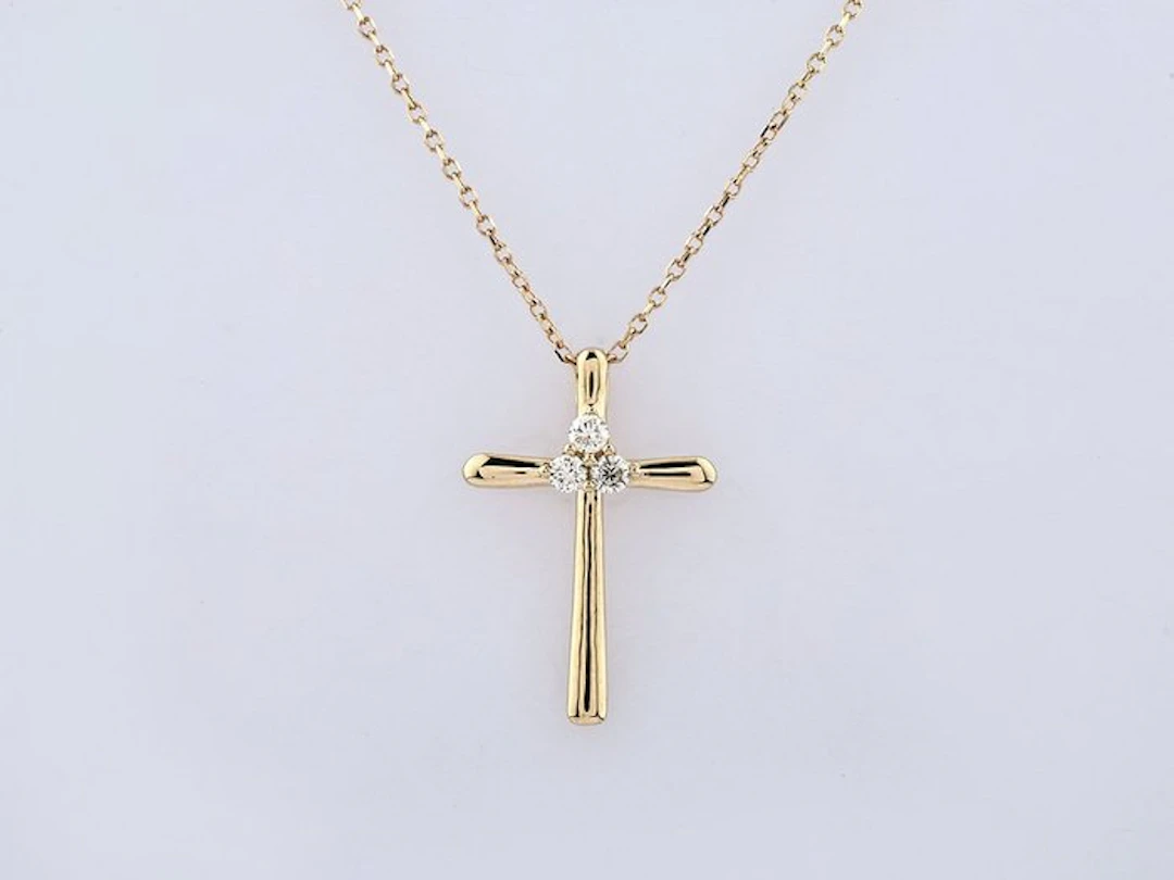 Necklace with pendant - 14 kt. Yellow gold - 0.11ct. tw. Diamond (Natural)