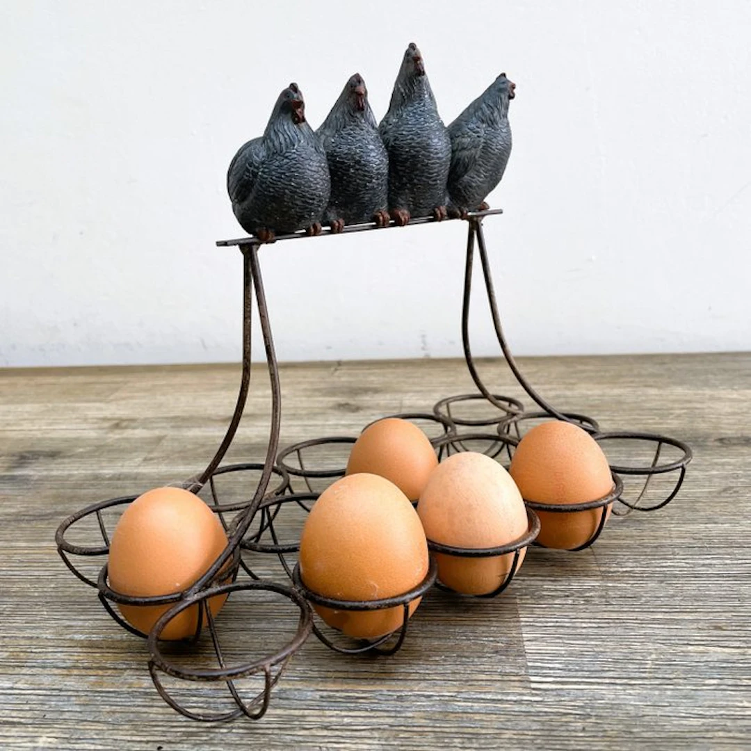 Egg holder set - Eierrek - Met de kippen op stok - Polystone