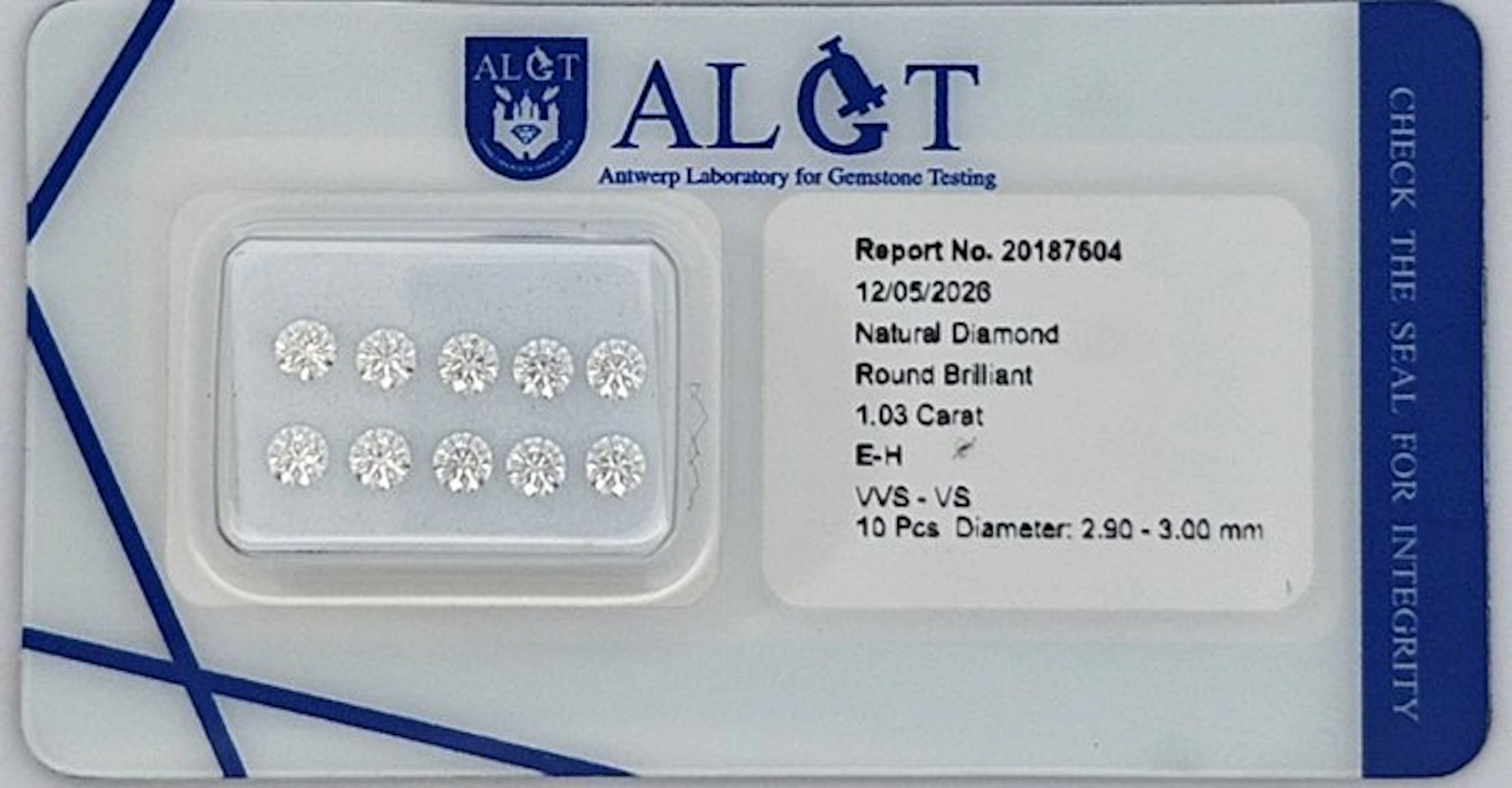10 pcs Diamond (Natural) - 1.03 ct - Round - G