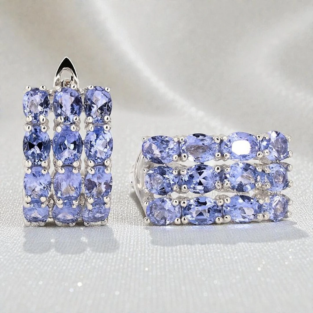 No reserve price - Earrings Gold-plated Tanzanite - 18kt Gold Plated