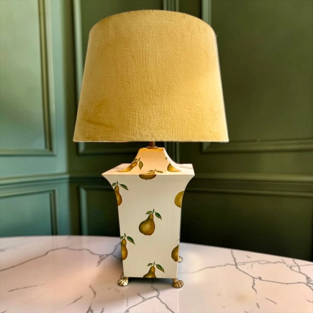 Table lamp - Vintage Painted Tole-Style Table Lamp with...