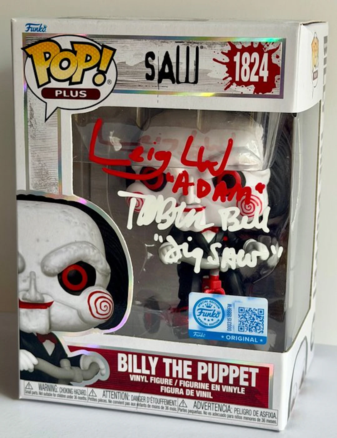 Saw - Tobin Bell & Leigh Whannell (Billy the Puppet) Funko Pop, signed + COA