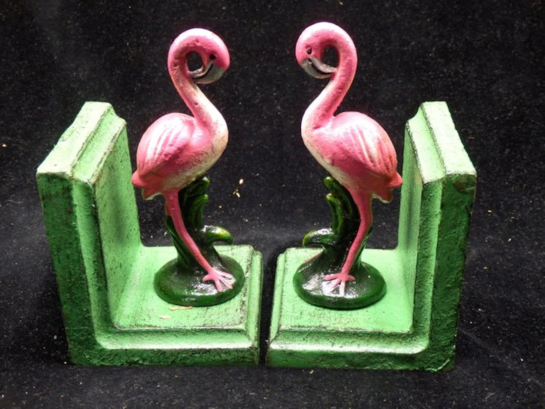 Boekensteunen met Flamingo's - Bookends (2) - Cast iron - Boekensteunen