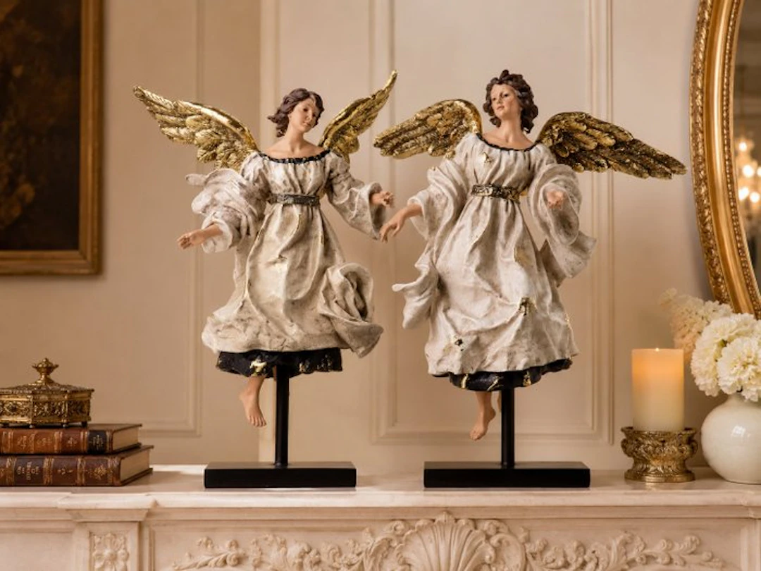 Sculpture, Koppel Engelen - 42 cm - Resin
