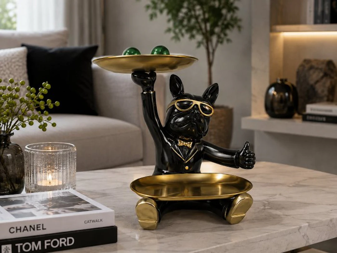 Statue, bulldog cool sculptuur - 22 cm - polyresin
