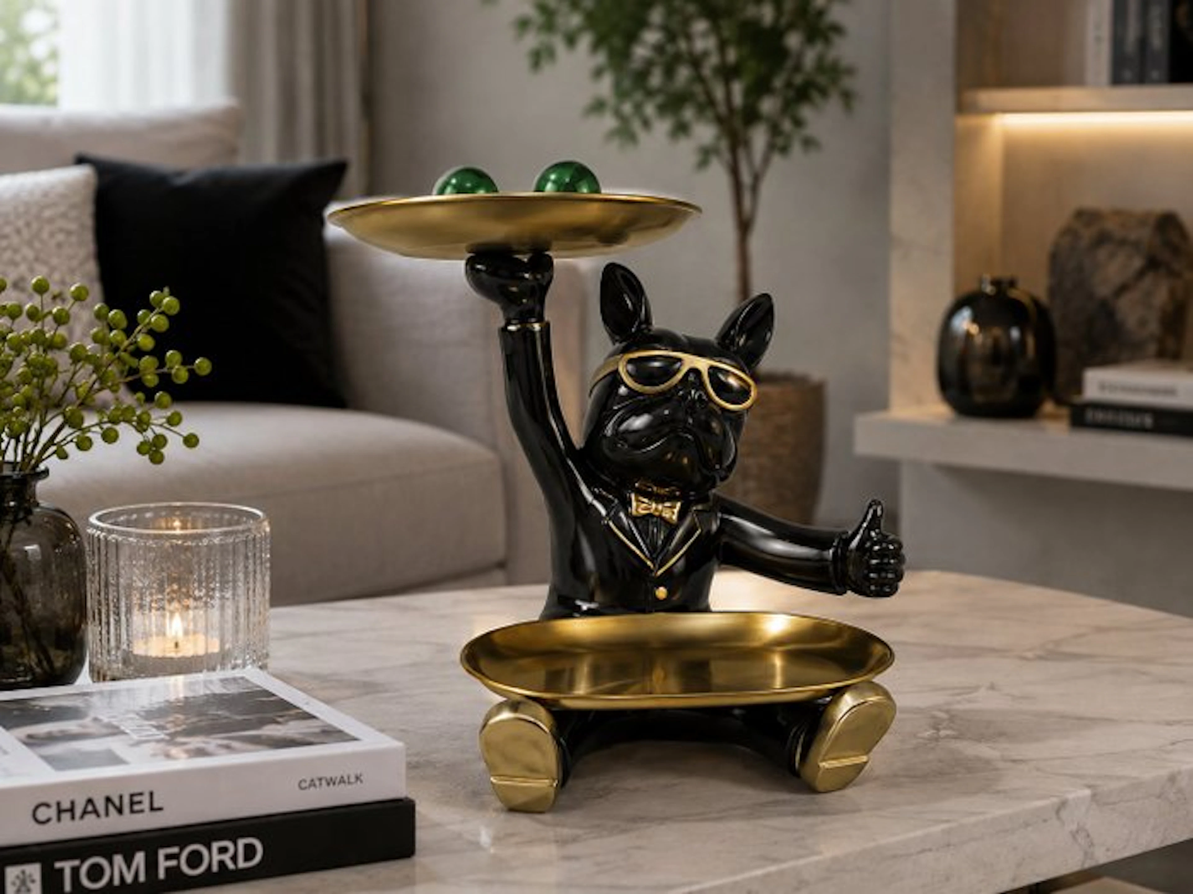 Statue, bulldog cool sculptuur - 22 cm - polyresin