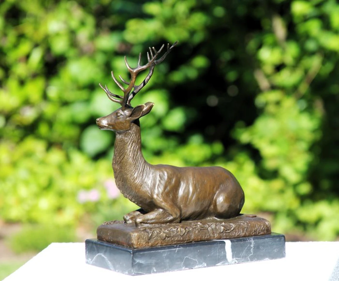 Sculpture, Bronzen Hertenbeeld gesigneerd- brons stempel. - 29 cm - Bronze
