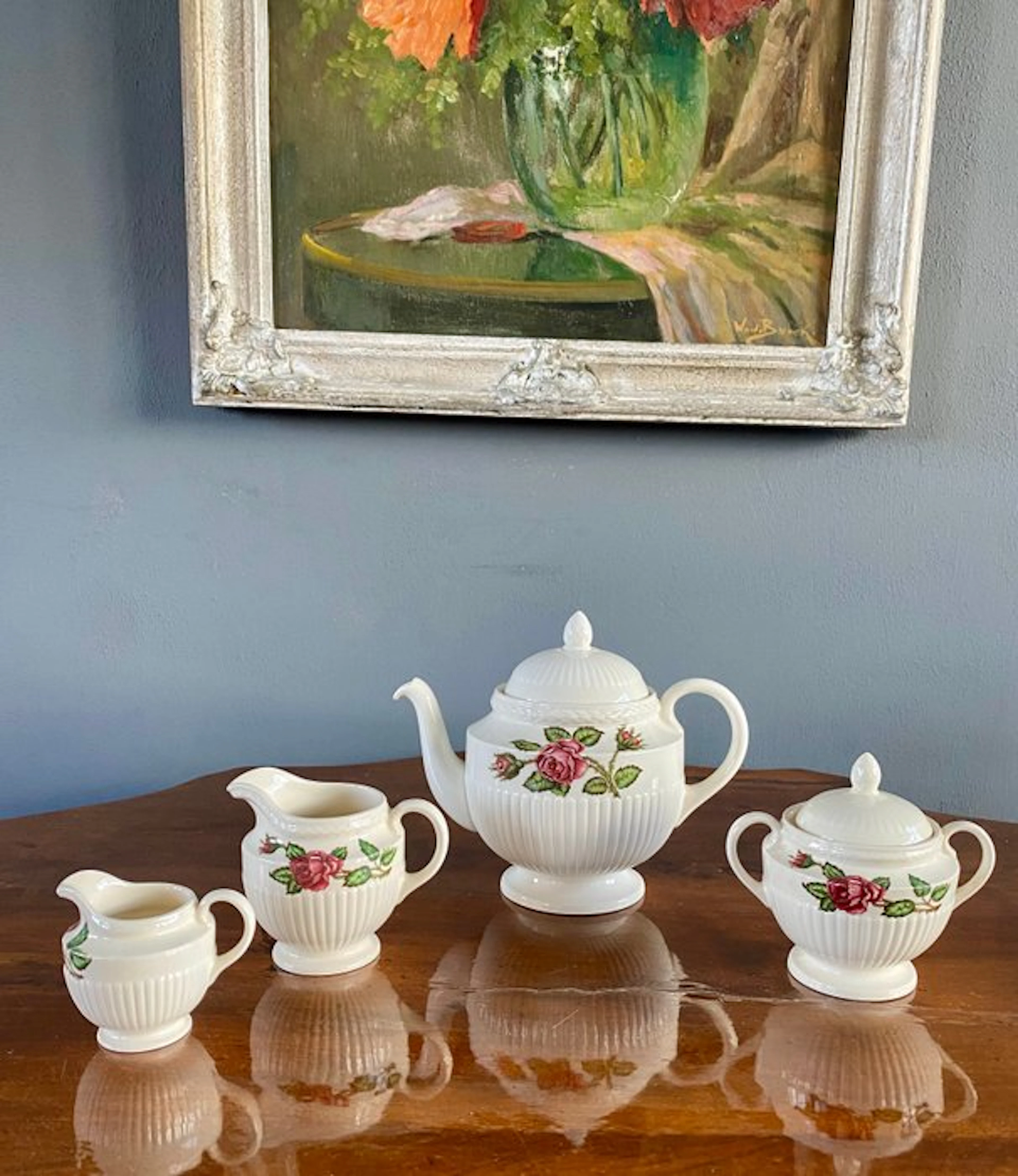 Wedgwood - Tea service (4) - Moss Rose - Porcelain - 4-piece tea set
