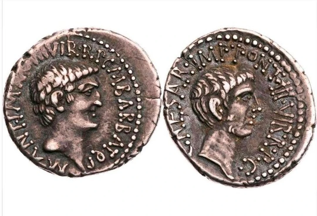 Roman Republic. Mark Antony. Denarius with Octavian 41 BC