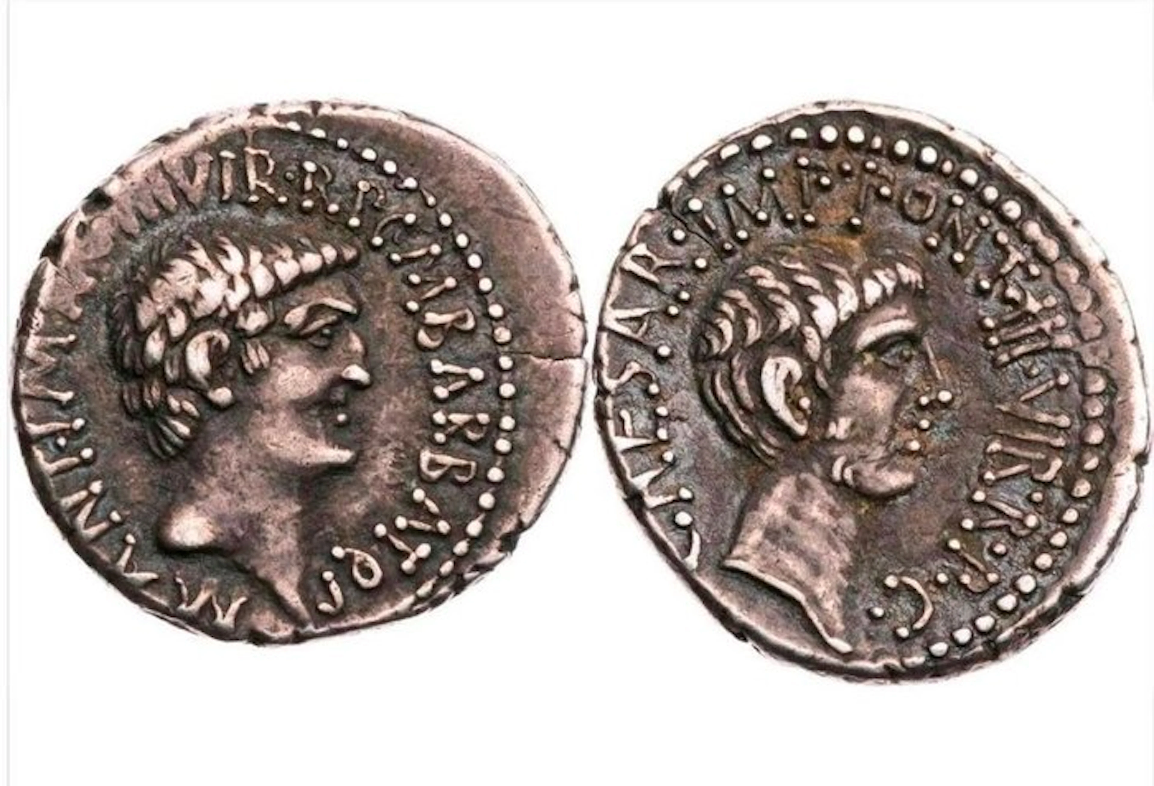 Roman Republic. Mark Antony. Denarius with Octavian 41 BC