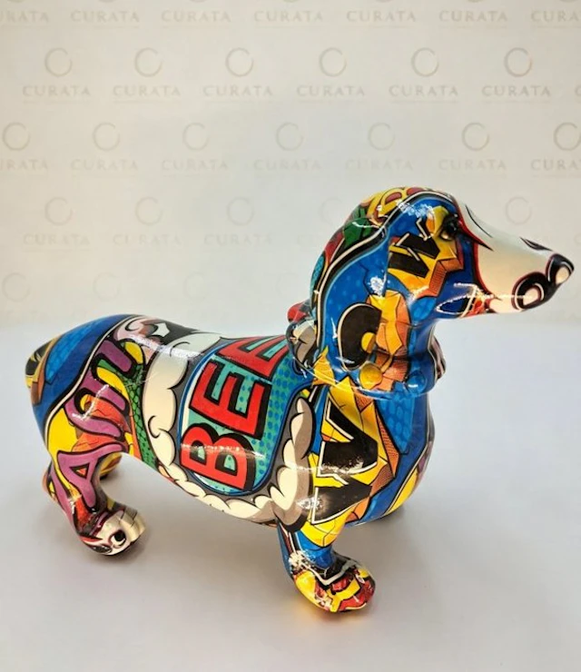 Figurine - Bassotto Decorativo in Resina Stile Fumetto...