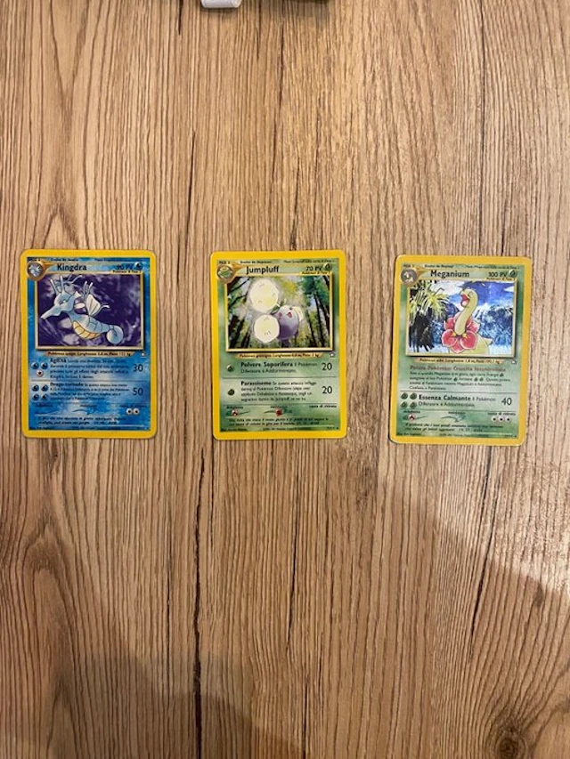 Pokémon - 3 Card - Kingdra, Jumpluff, Meganium Foil - WOTC