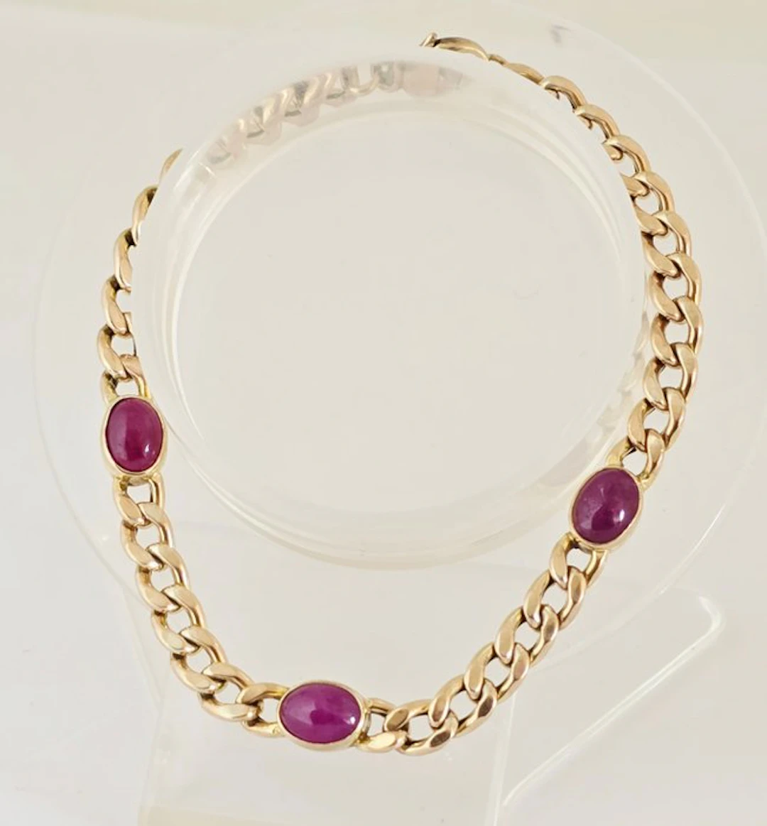 No reserve price - Bracelet - 8 kt. Yellow gold - Natural rubies