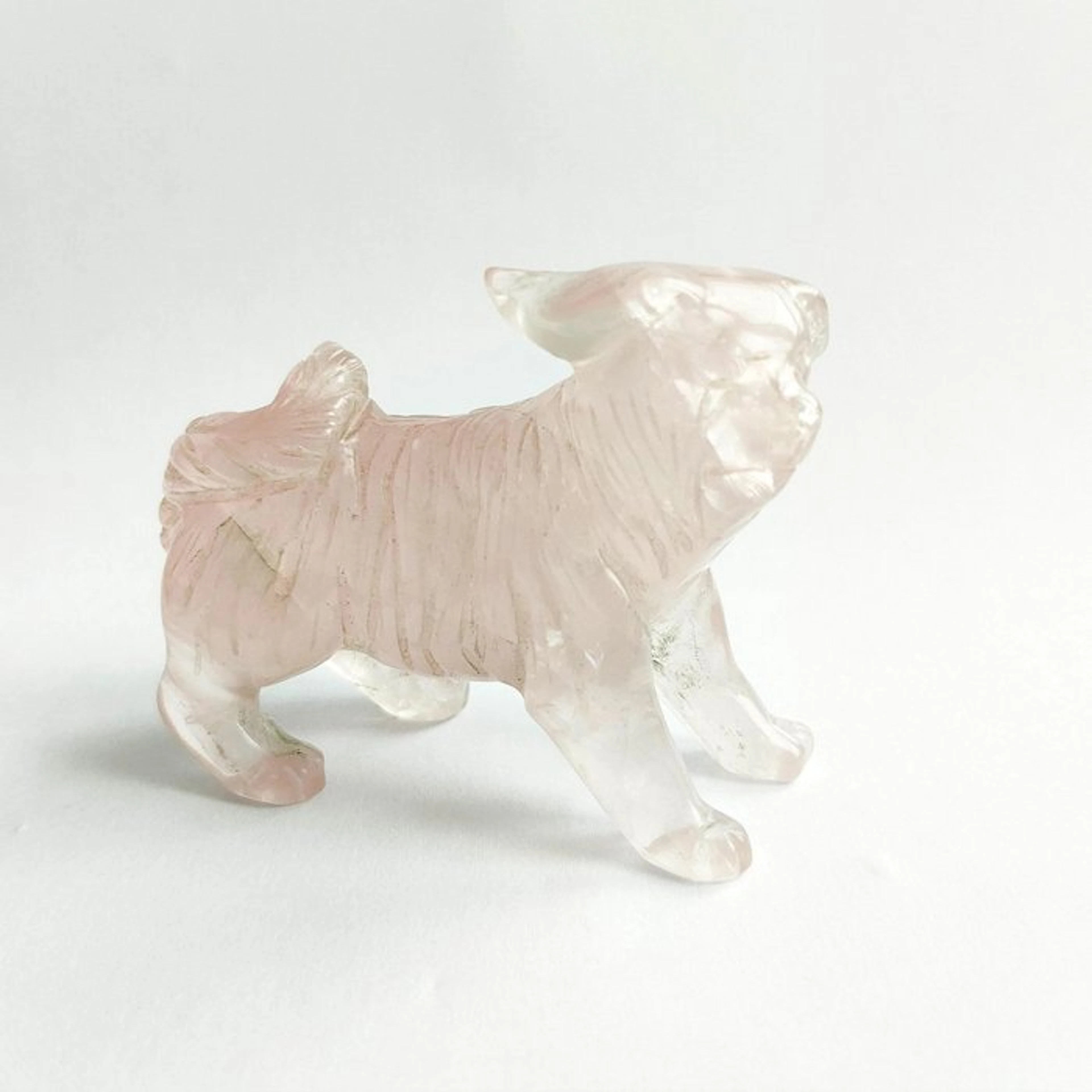 Ancient Chinese Rose Quartz Dog Bead Talisman - 63 mm