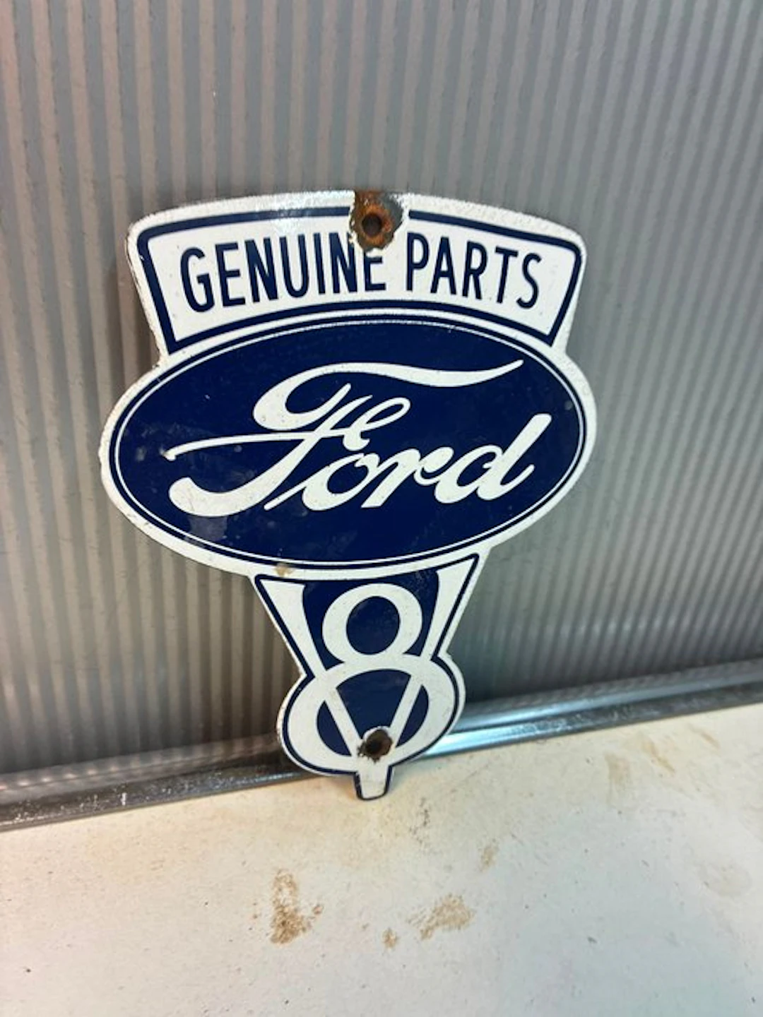 Vintage Ford V8 Genuine Parts Enamel Advertising Sign –...