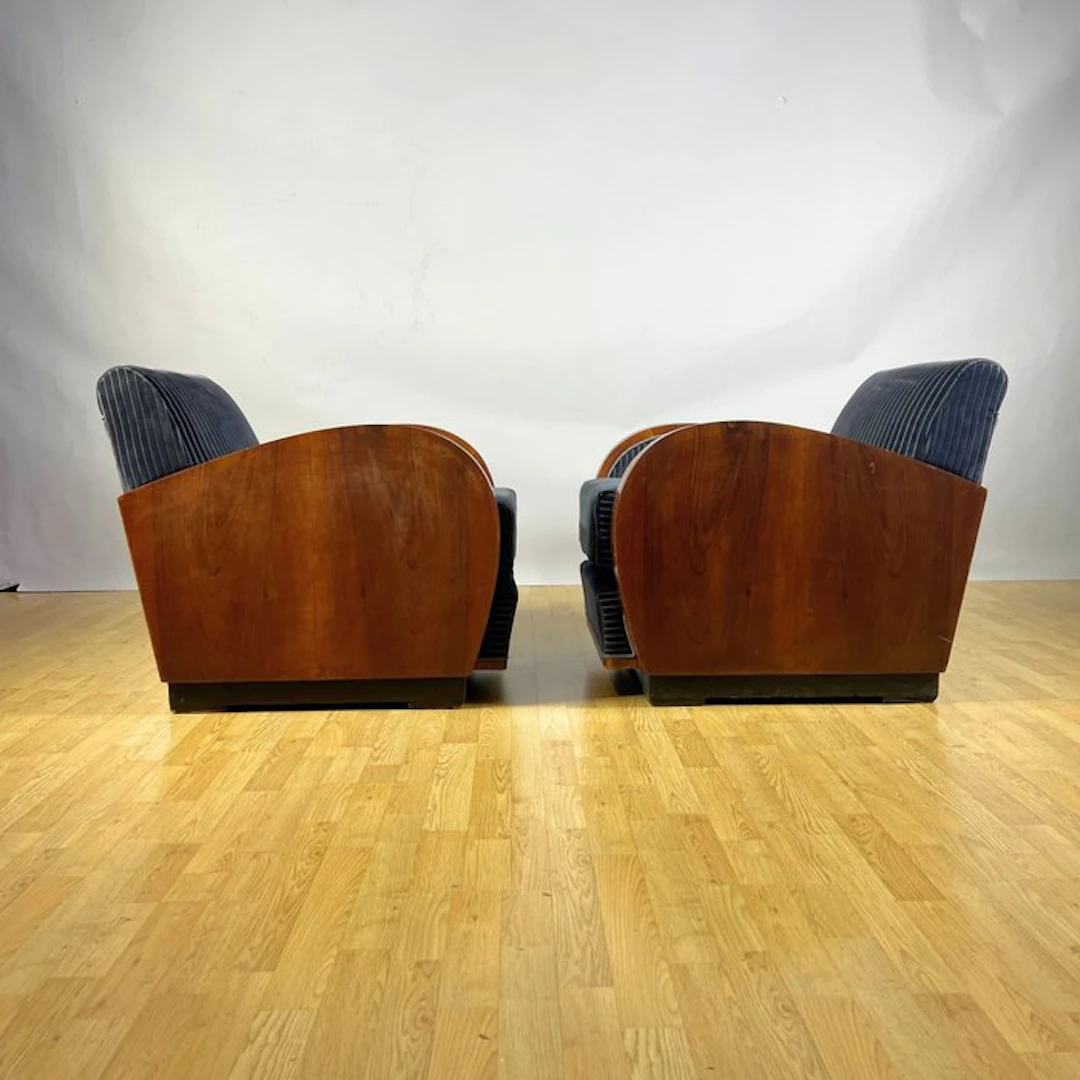 Armchair (2) - Burr walnut, Velvet - Art Deco