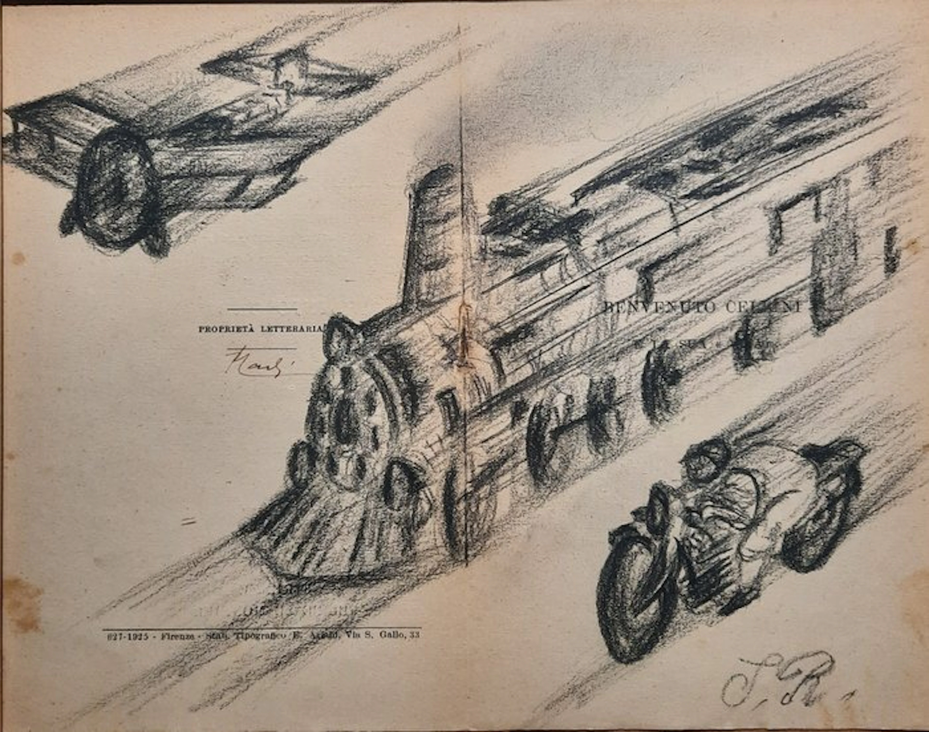 Scuola futurista (XX) - Piccolo bozzetto con prototipi meccanici