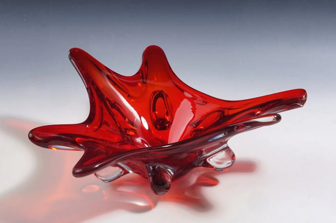 Platter - Ruby red 'splash' centerpiece
