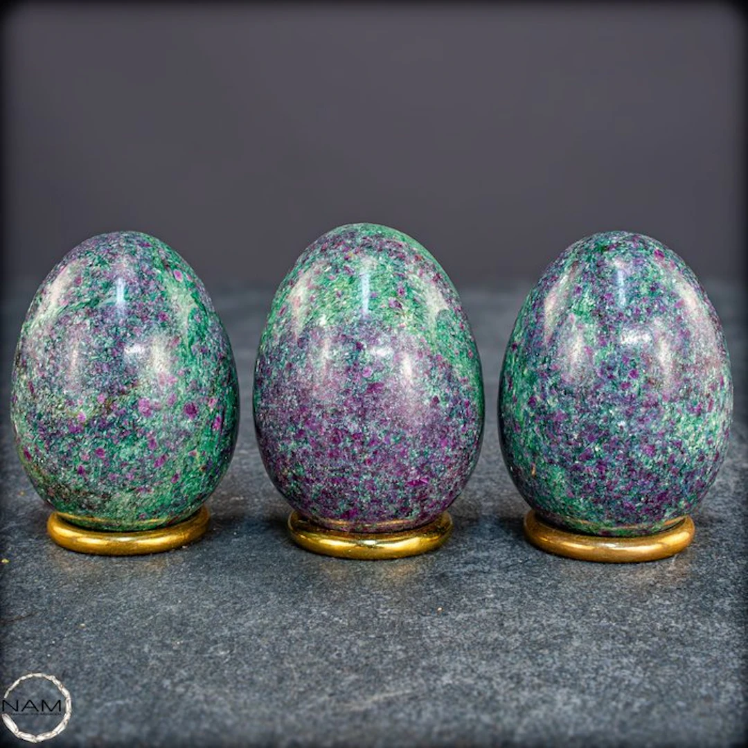 Natural ruby-fuchsite eggs with strong ruby inclusions- 355.05 g - (3)