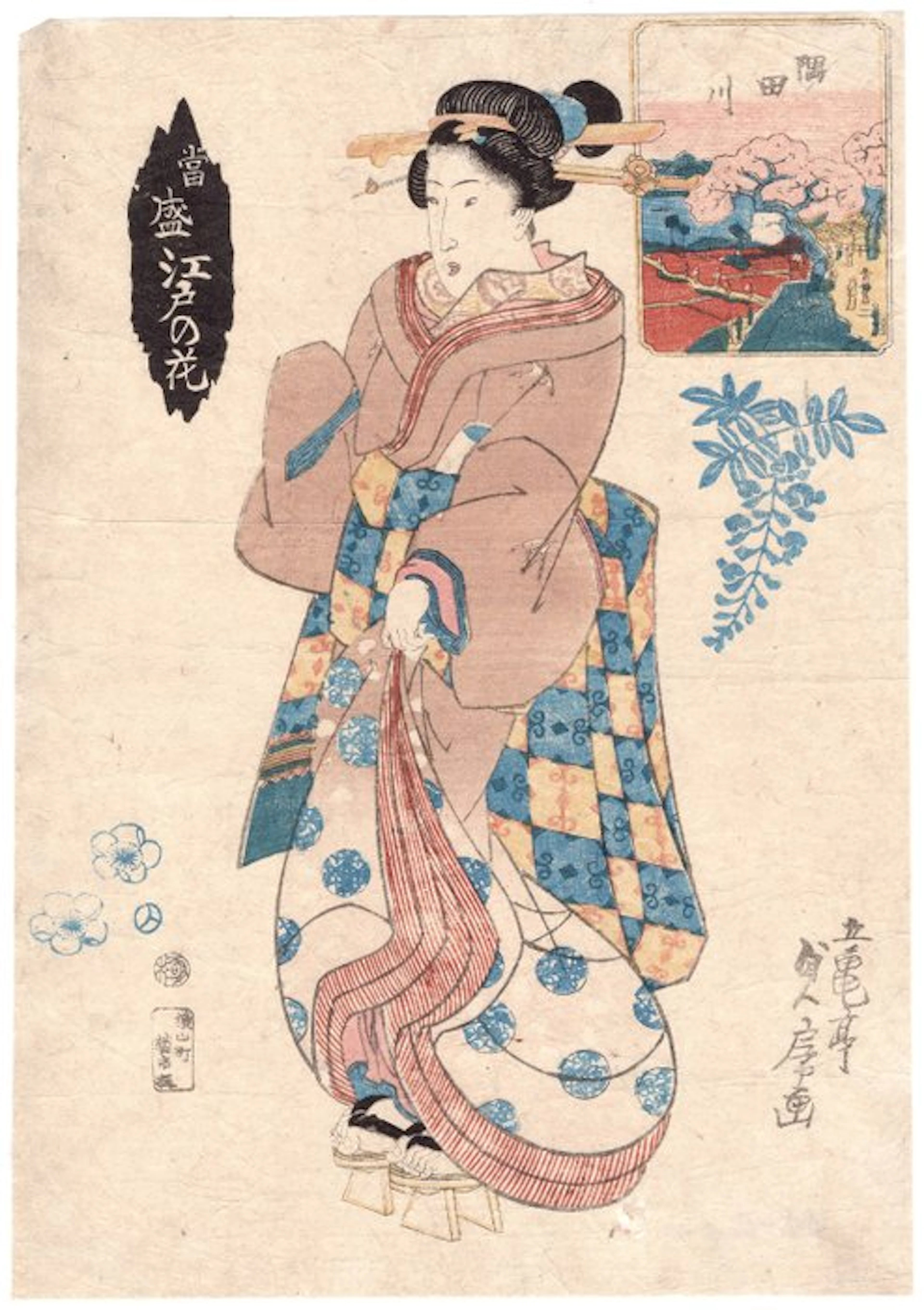 Modern Flowers of Edo / The Sumida River (当盛江戸の花隅田川...