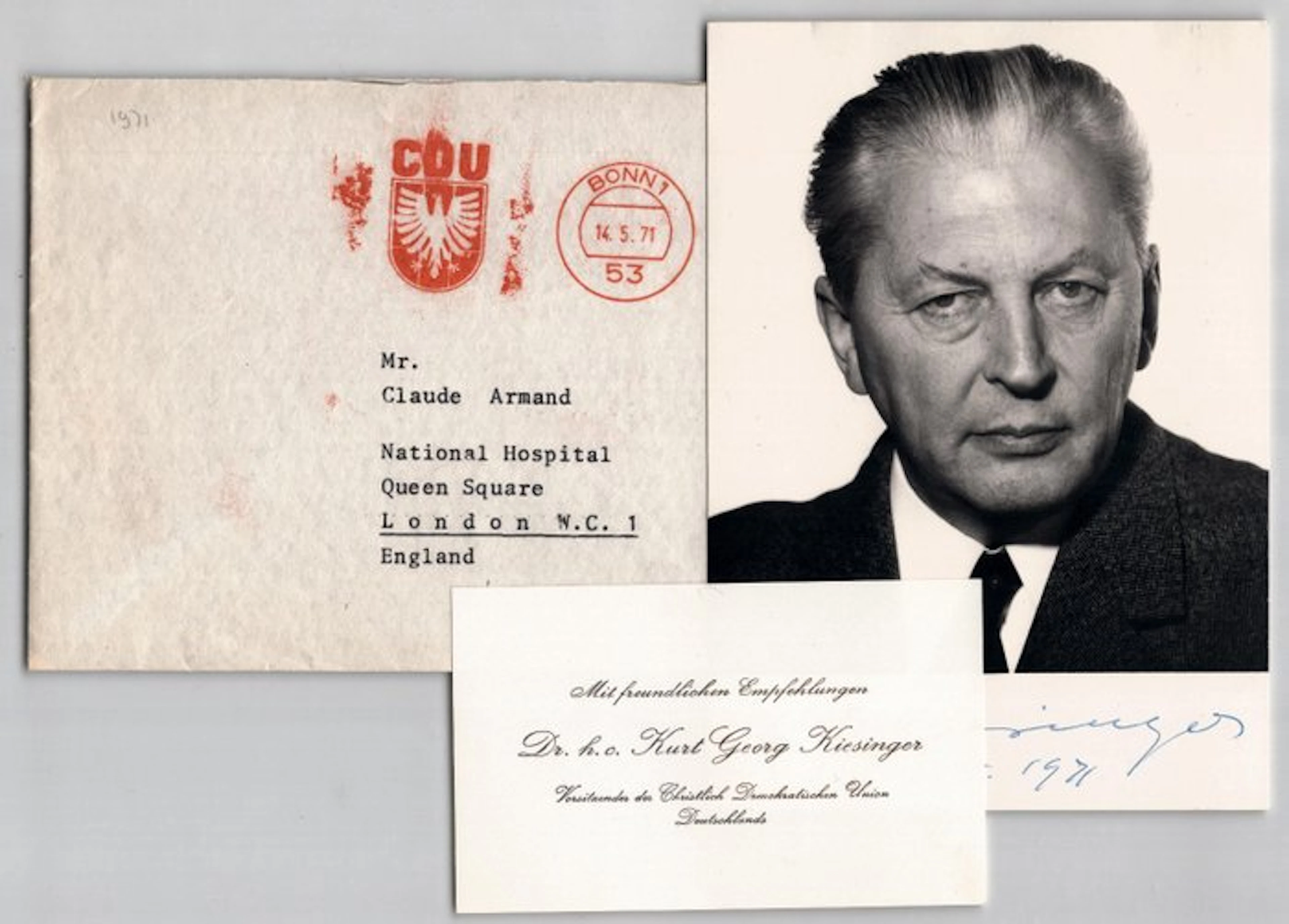 Kurt Georg Kiesinger - Photographie dédicacée signée avec...