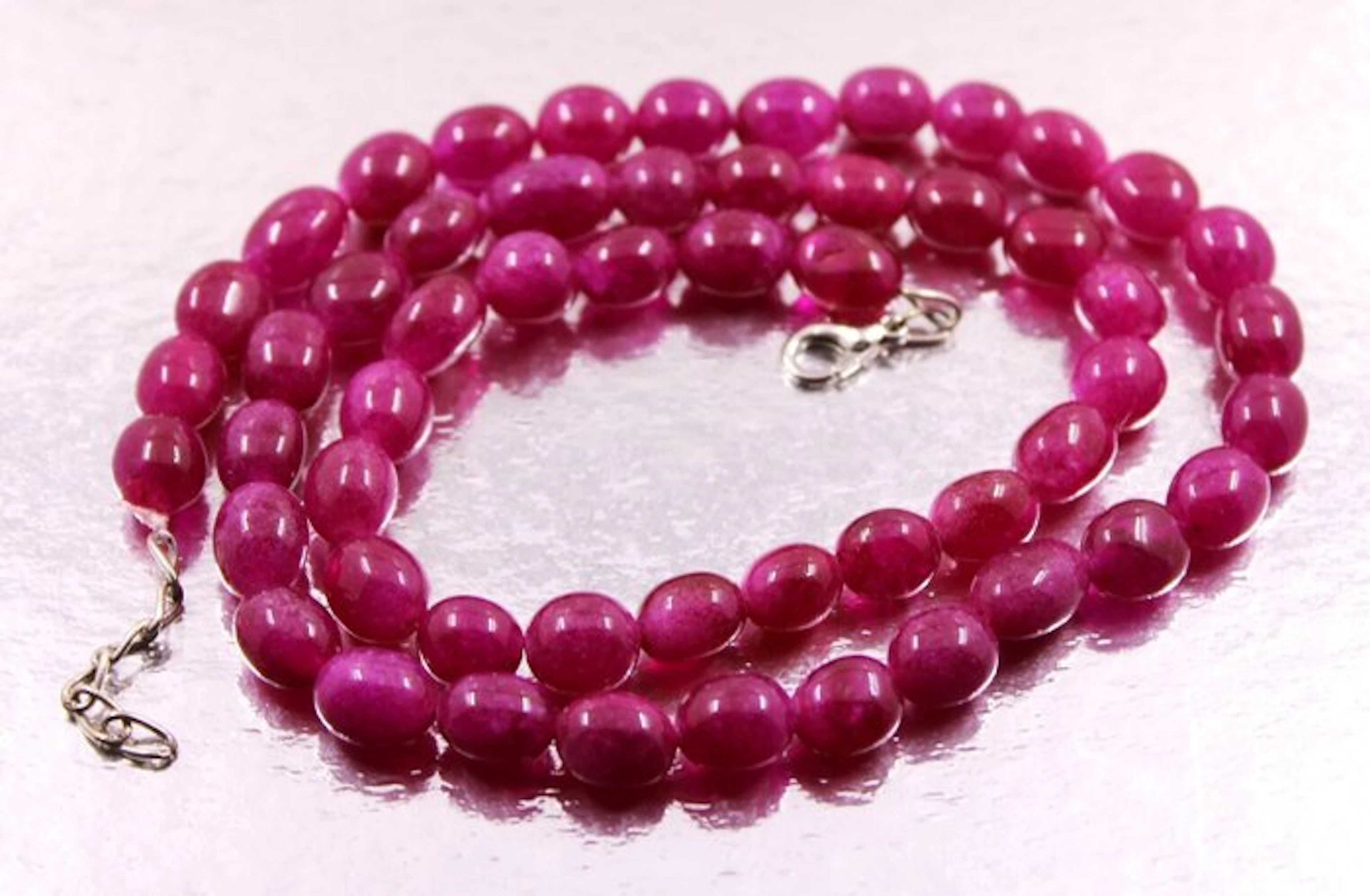 Really nice necklace handmade ruby oval beads - 250 Cts. Jewellery- 50 g - (1)
