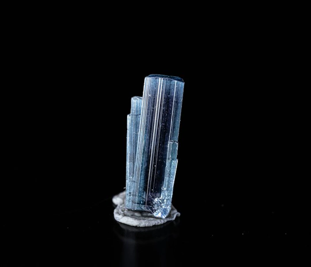 Neon blue elbaite tourmaline crystal specimen EXTREMELY...