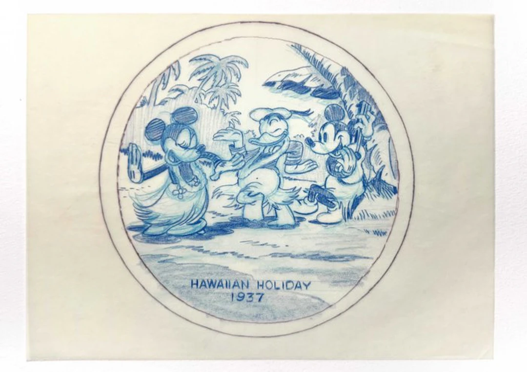 Mickey Mouse : RARE Original Layout Art for Collector Plate Series - (Disney